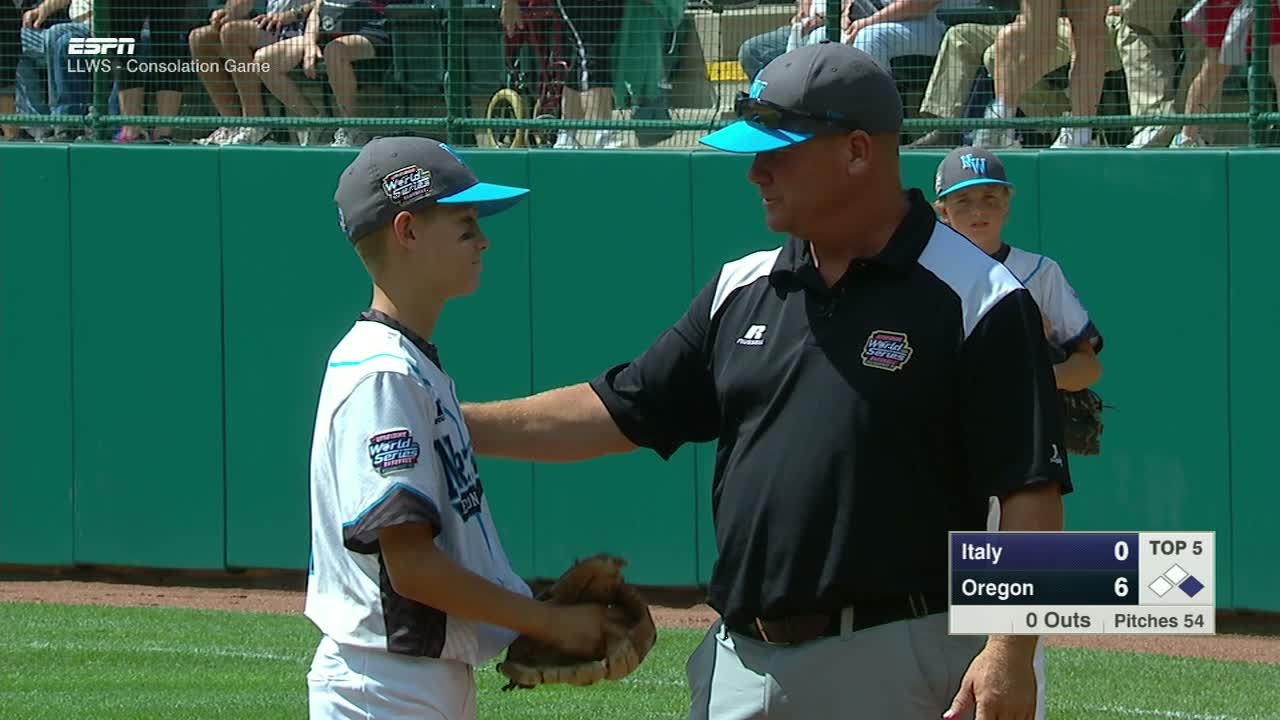 Oregon coach has special moment with son on mound