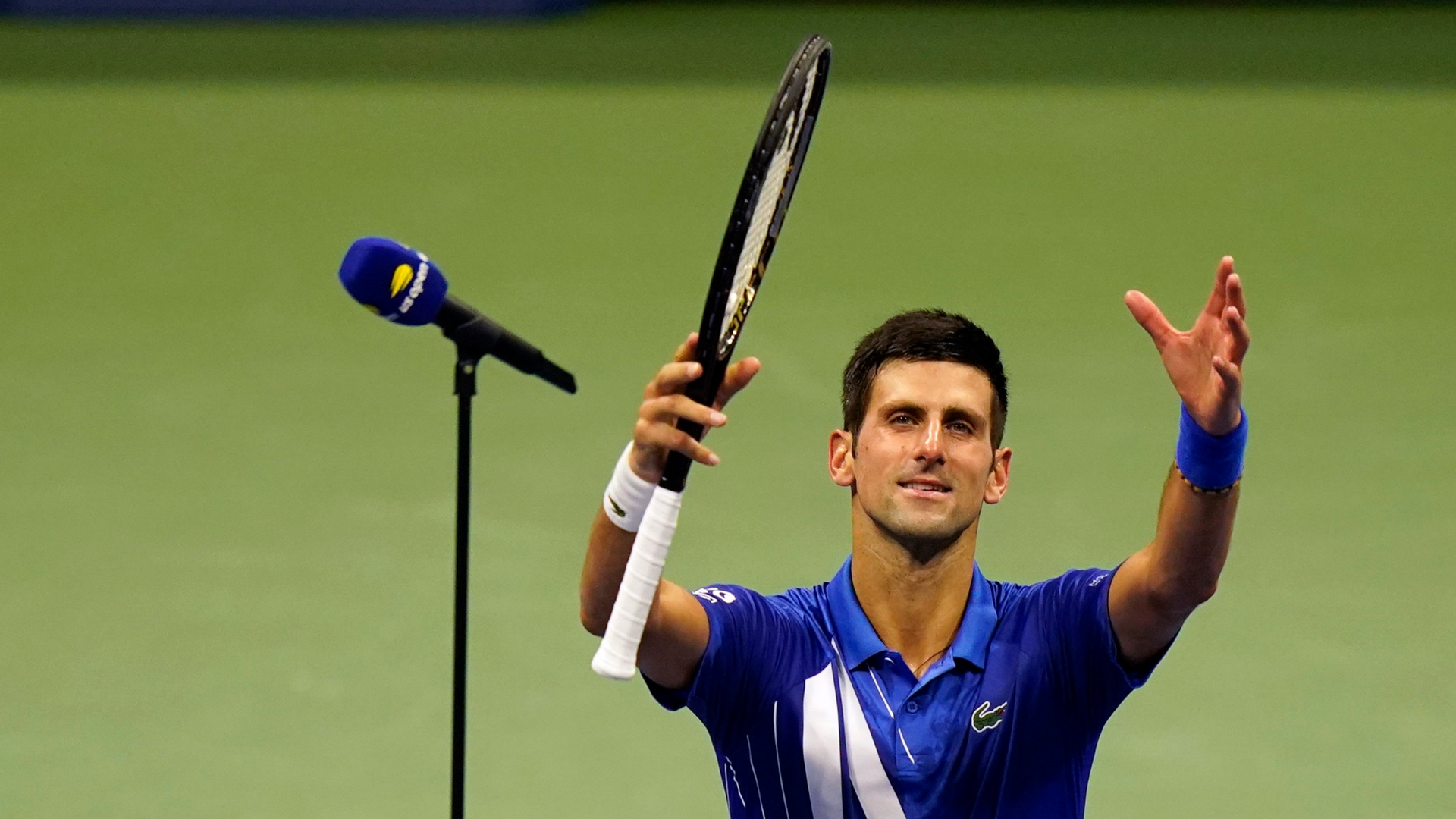 Djokovic salutes virtual crowd after winning first-round match