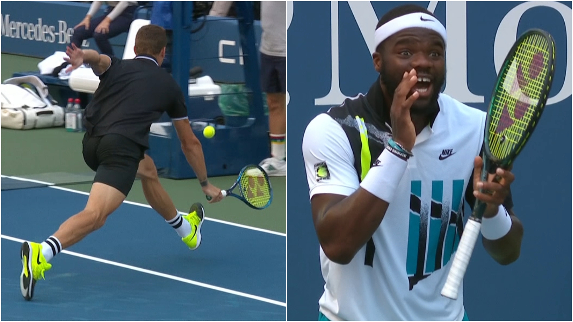 Tiafoe in awe of opponent's around-the-net winner