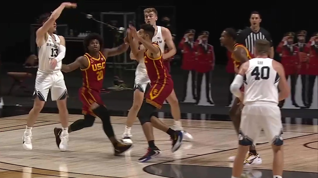 Barcello's no-look pass sets up BYU dunk