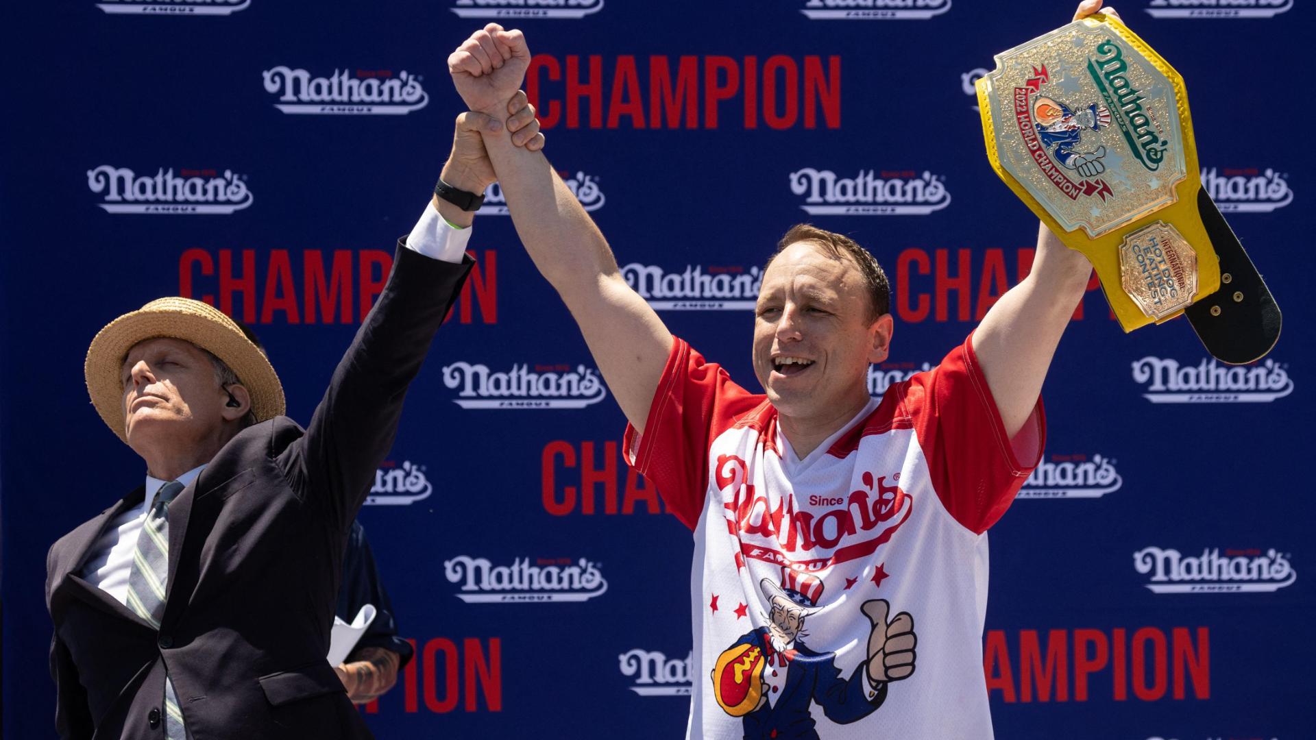 Flashback: Joey Chestnut downs 63 hot dogs for 15th title
