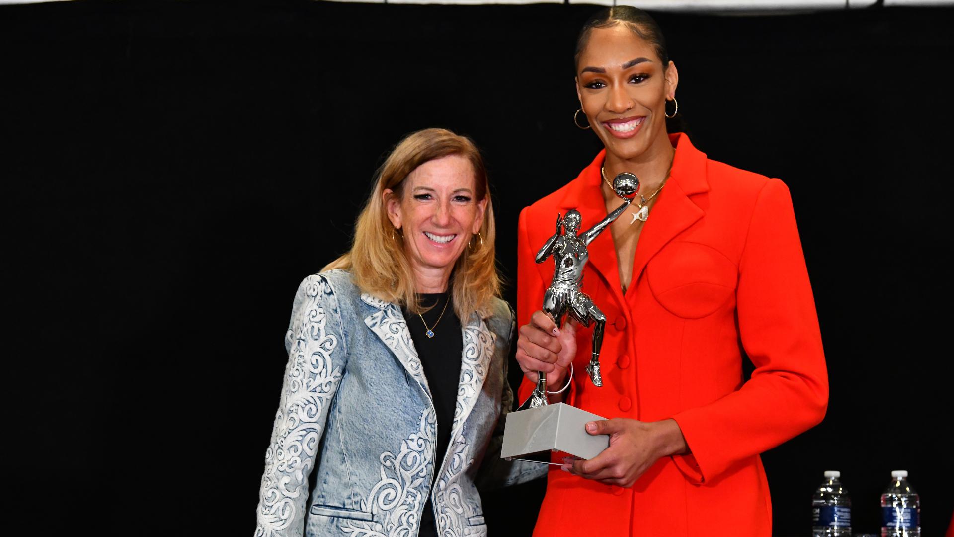 Aj'a Wilson accepts her 3rd WNBA MVP award