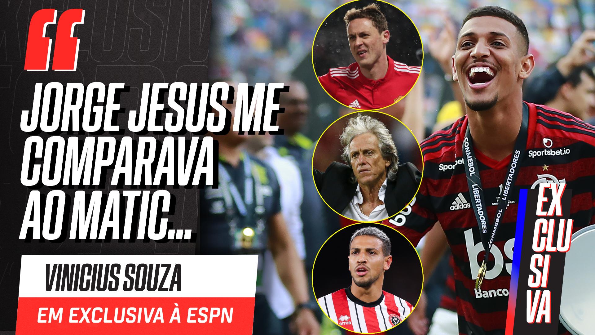 'Jorge Jesus me comparava ao Matic': Vinicius Souza relembra tempos de Flamengo em entrevista à ESPN