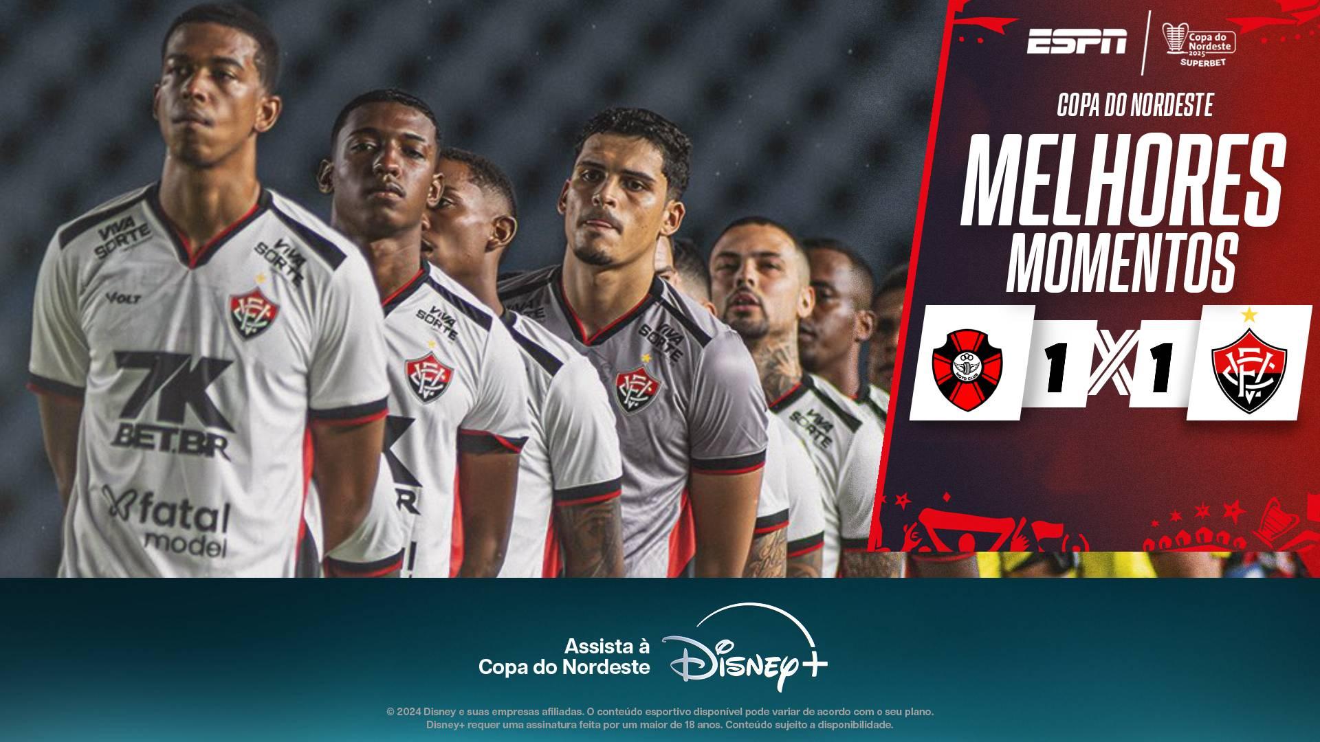 Vitória sai atrás, mas busca o empate com o Moto Club pela Copa do Nordeste; VEJA
