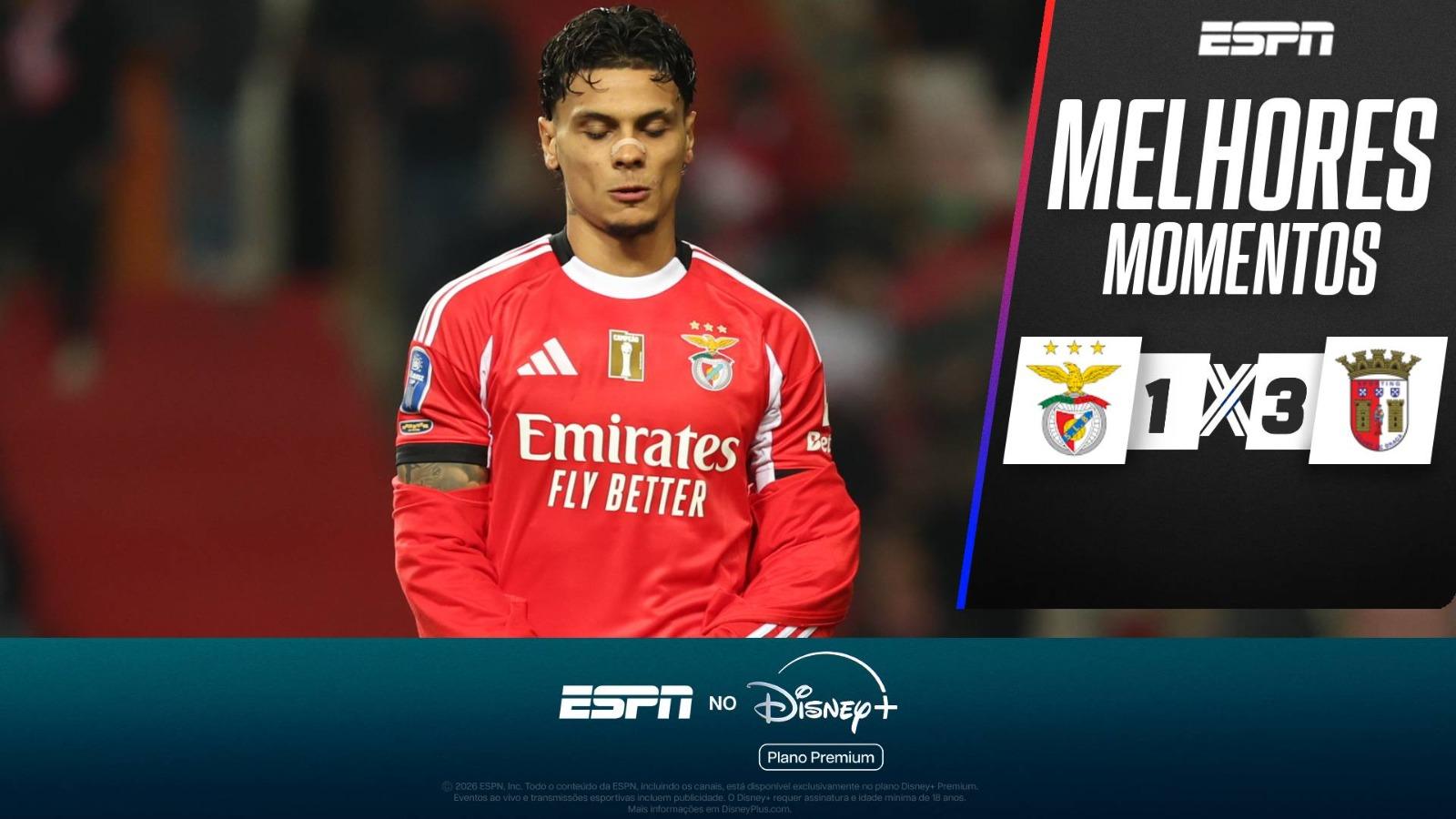 Benfica esboça reação, mas cai para o Braga na Taça da Liga de Portugal em jogo com expulsão de Otamendi e Mourinho irritado; VEJA como foi