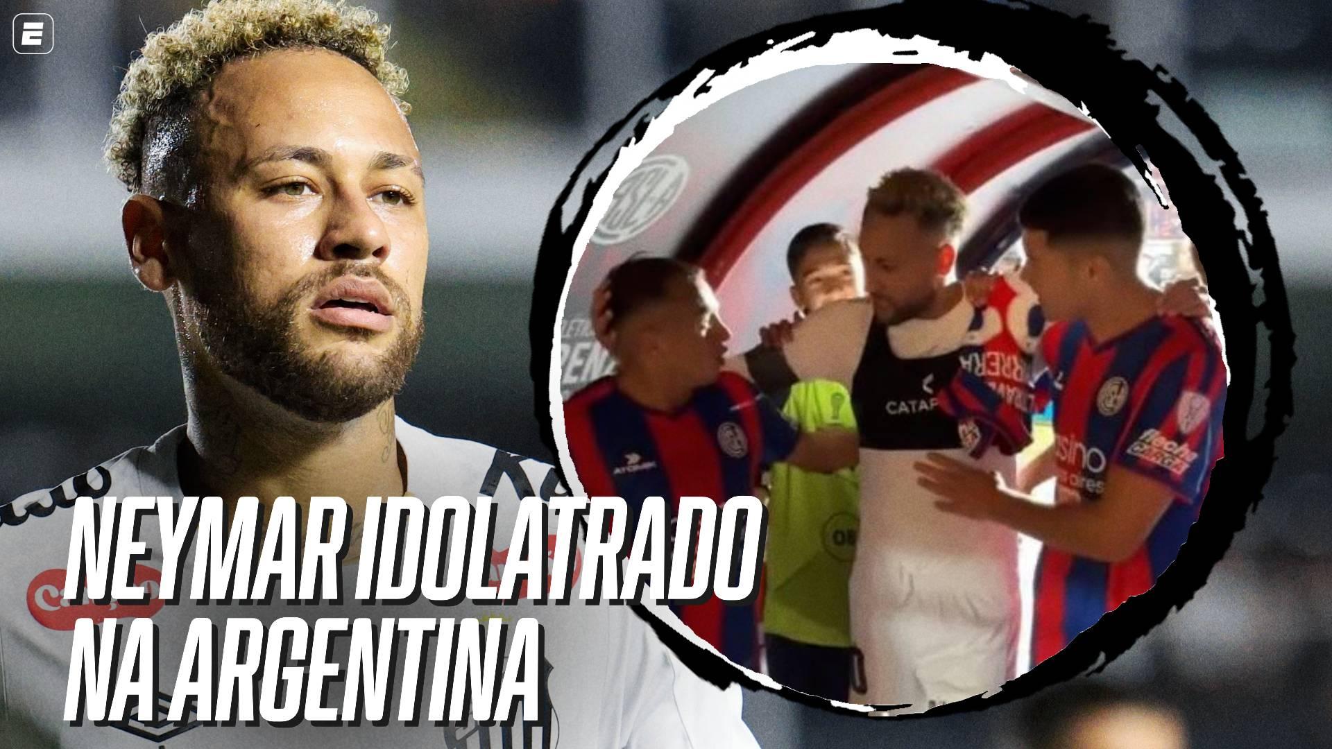Neymar retira chuteiras e presenteia jogador do San Lorenzo após partida pela Sul-Americana; VEJA