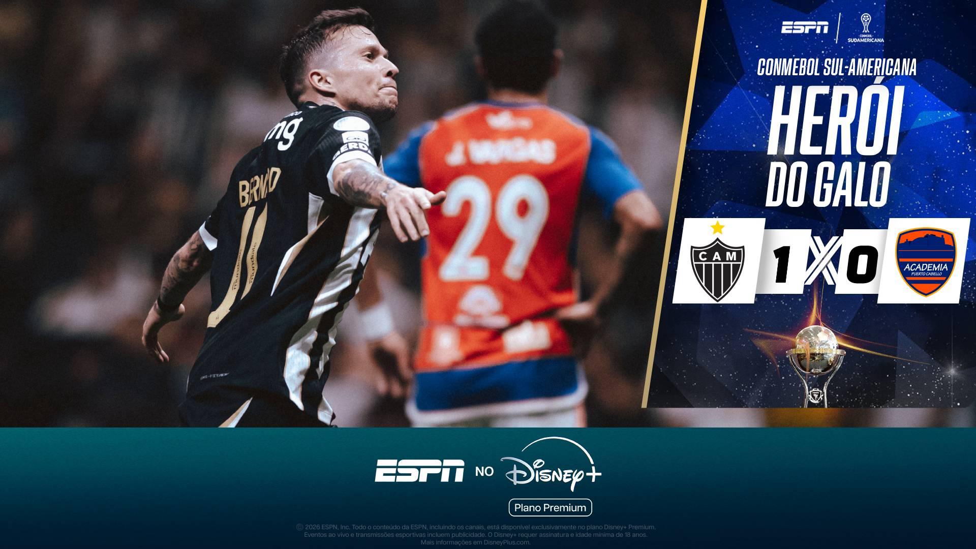 Herói da classificação! O golaço de Bernard que garantiu o Atlético-MG nas oitavas da Sul-Americana