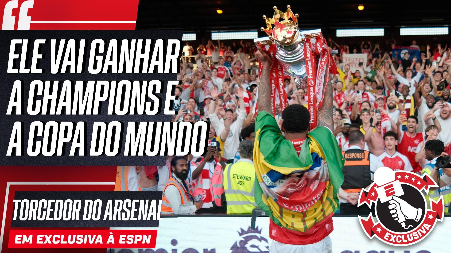 Torcida do Arsenal homenageia Gabriel Magalhães e prevê títulos da Champions League e Copa do Mundo: 'Rei do Brasil'