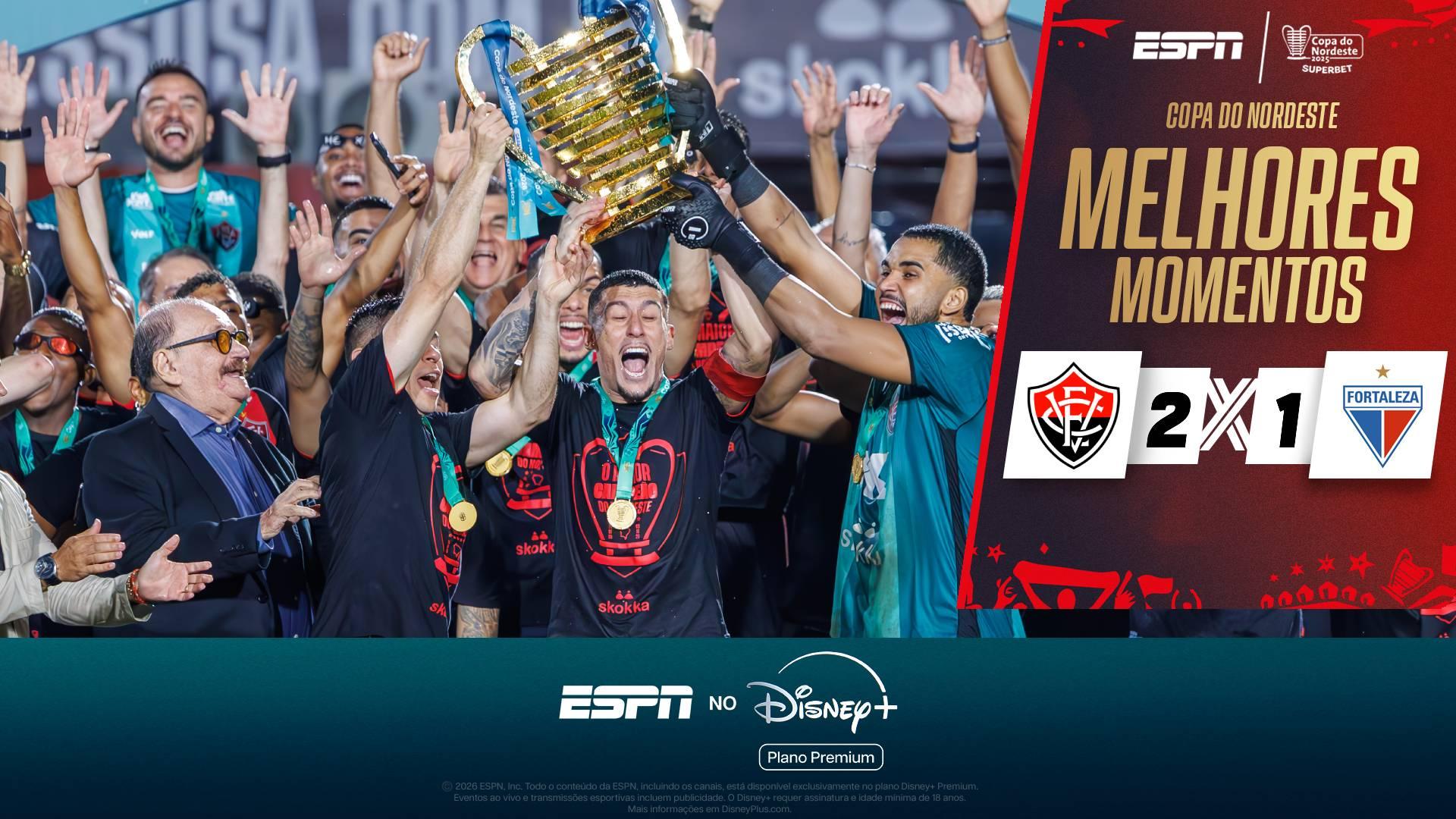É campeão! Emi Martínez e Kayser marcam, Vitória vira sobre o Fortaleza e conquista a Copa do Nordeste