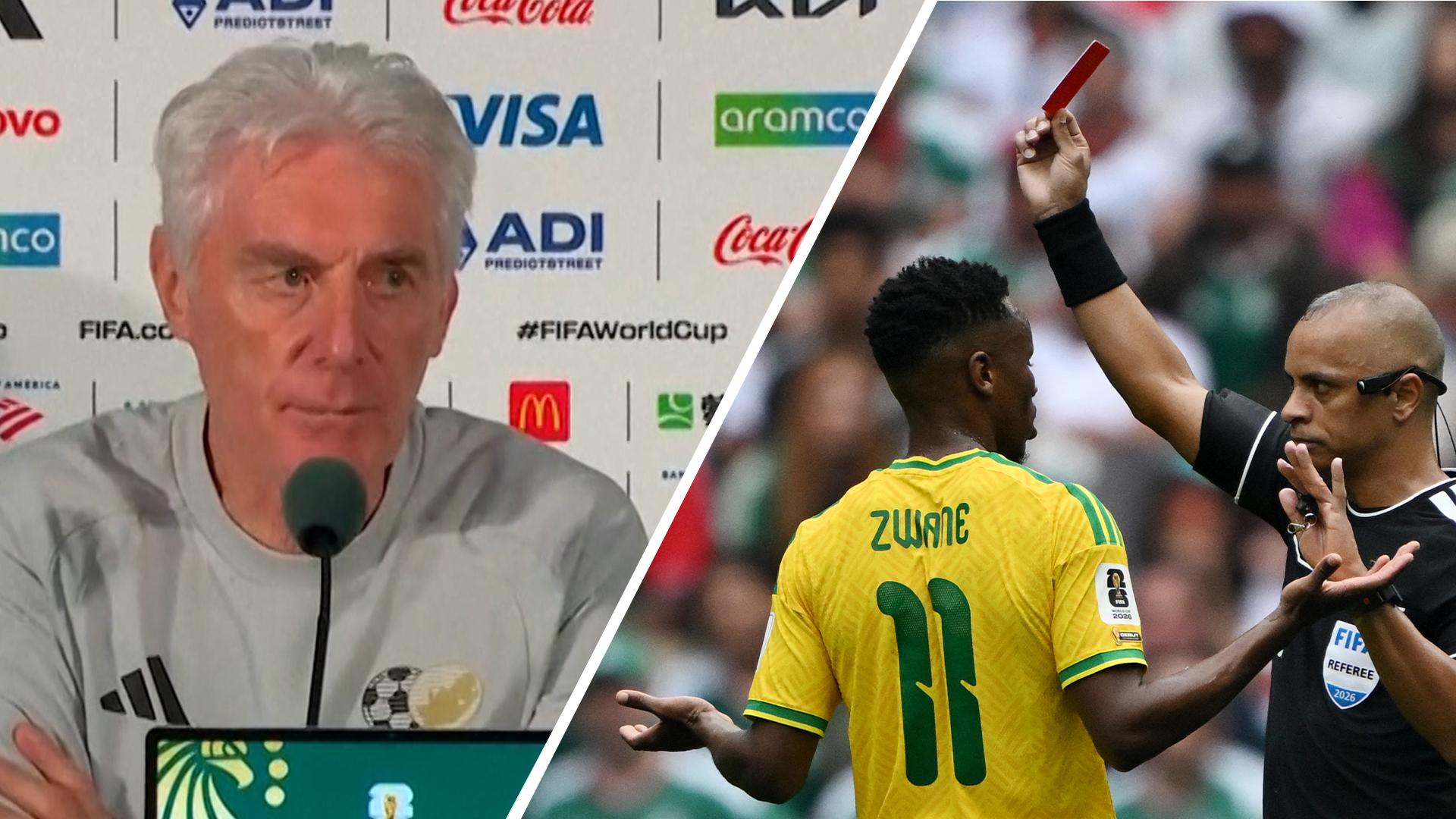 South Africa manager Broos criticises 'soft' red card in opening game