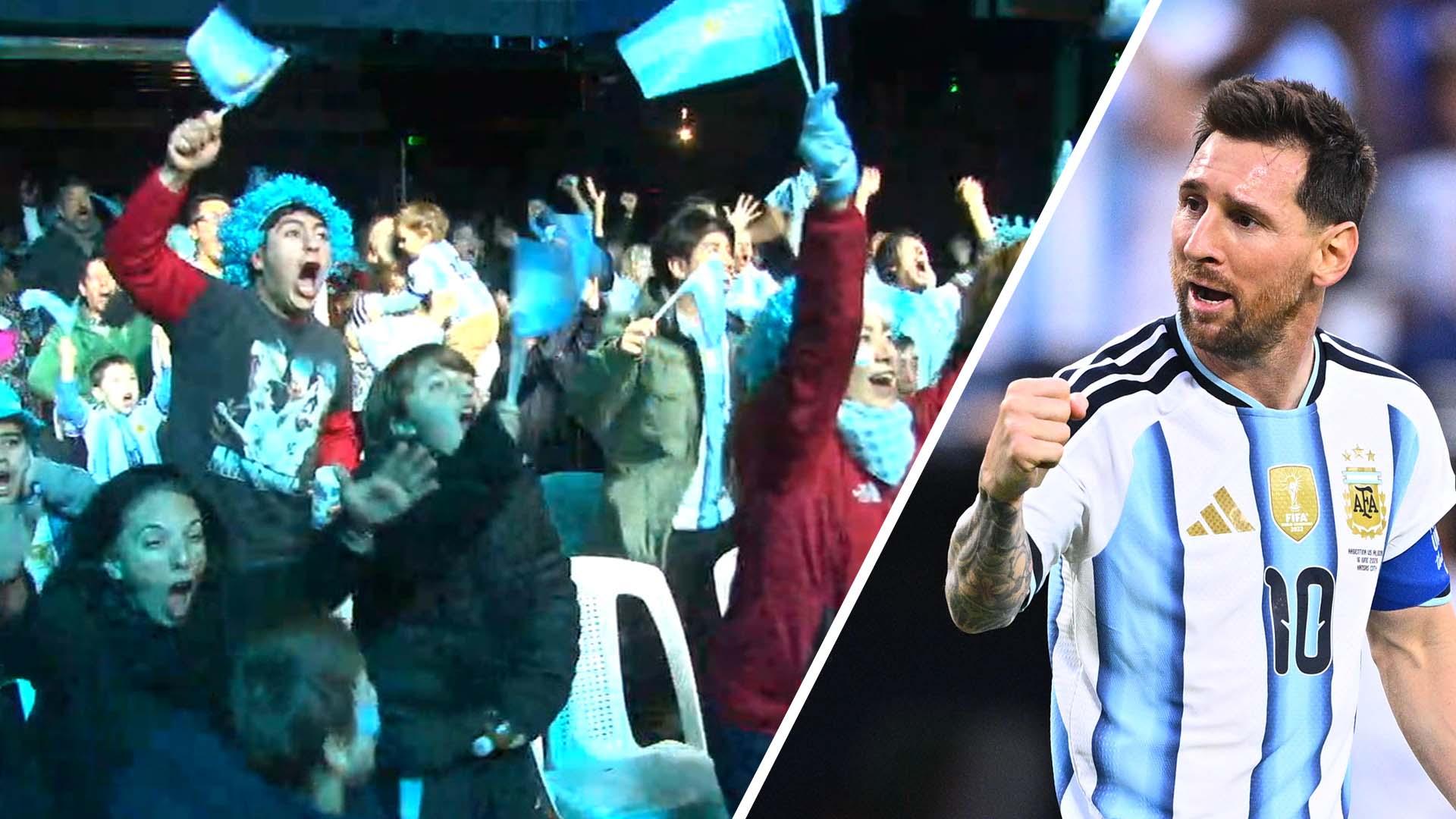 Fans in Argentina celebrate Messi's spectacular goal vs. Algeria