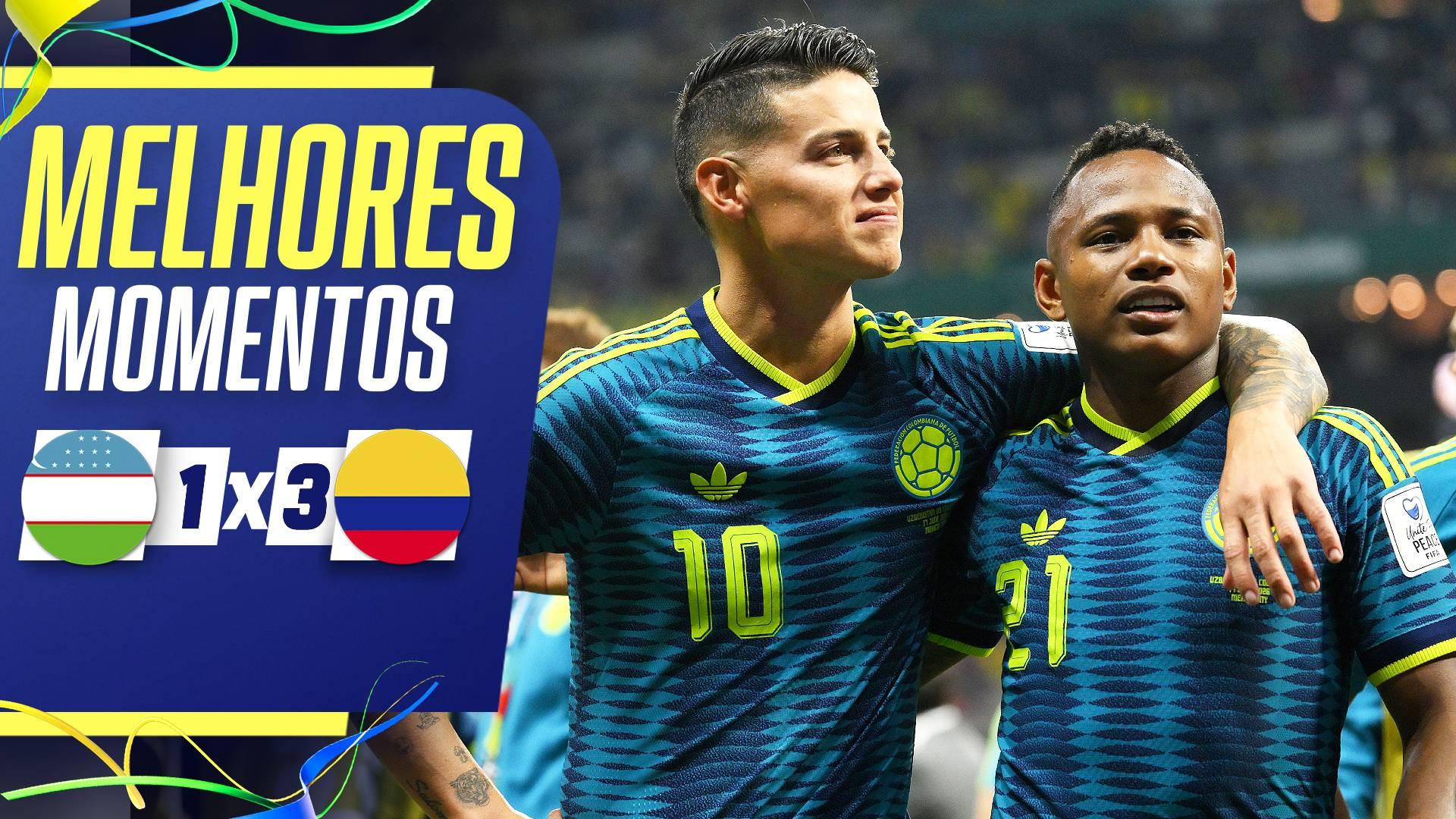 Com gol de ex-Grêmio e James discreto, Colômbia bate o Uzbequistão na estreia da Copa do Mundo