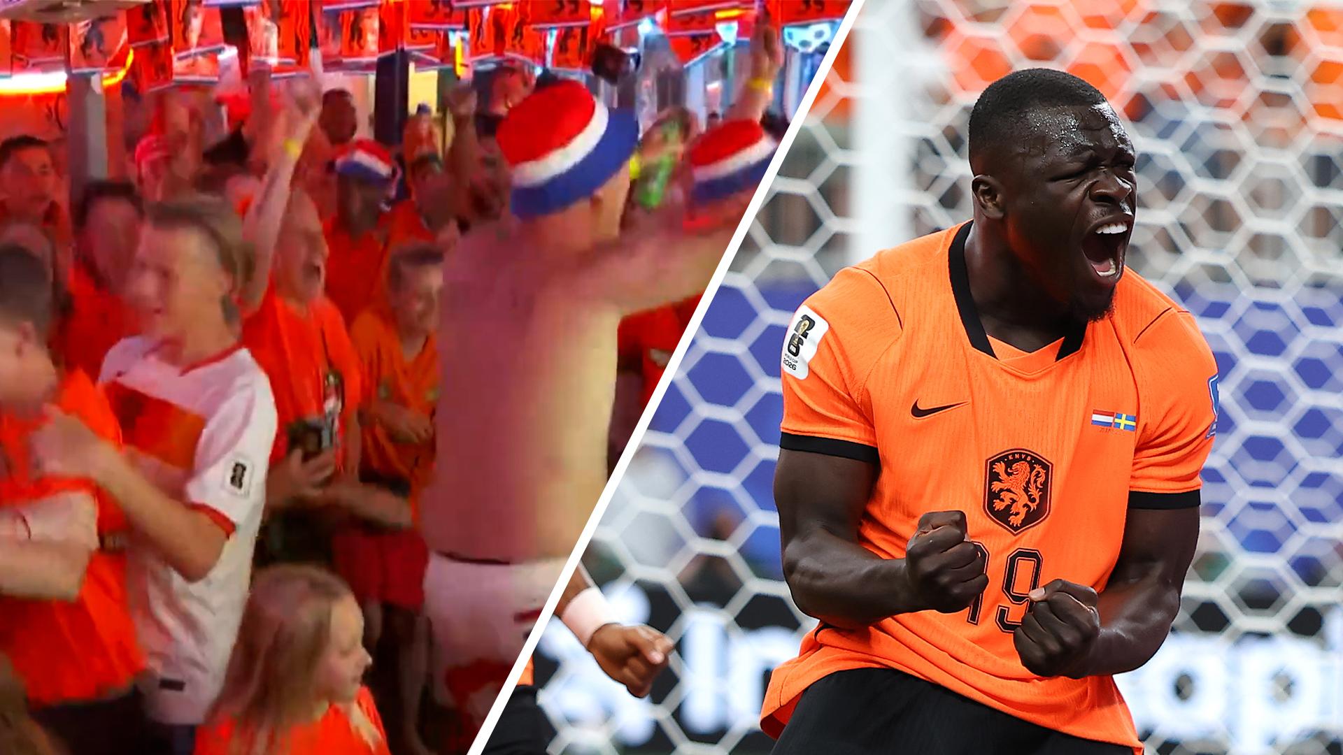 Dutch fans celebrate Brobbey's opening goal vs. Sweden