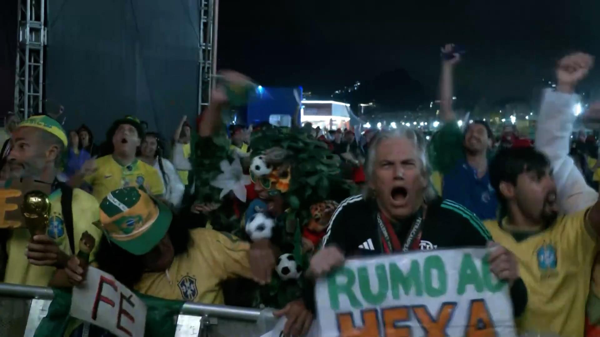 Fans in Rio celebrate Vinícius Jr.'s early goal vs. Scotland