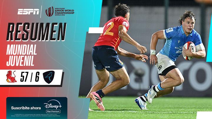 Uruguay perdió ante España por 57-6 y jugará por el 15° puesto del Mundial Juvenil