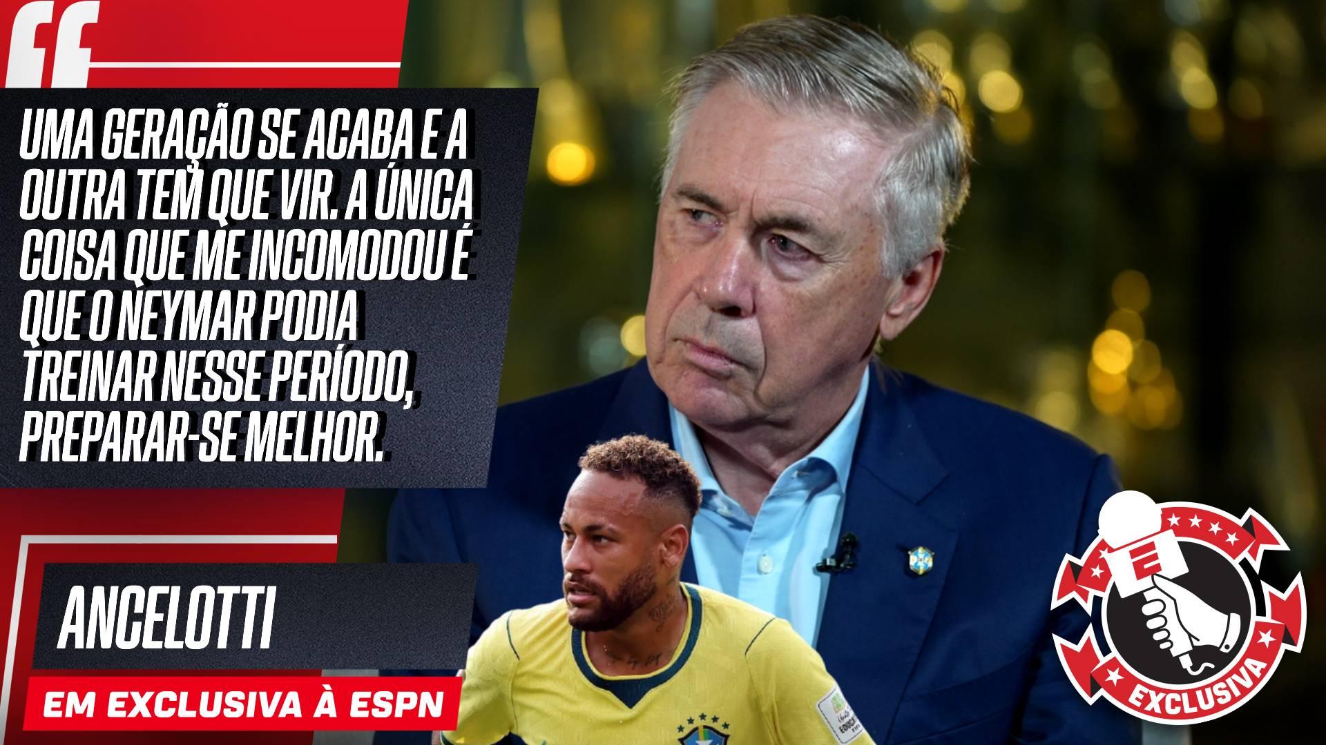 Ancelotti fala sobre 'adeus' de Neymar à Seleção, cita renovação e diz: 'Vamos olhar para um novo ciclo'