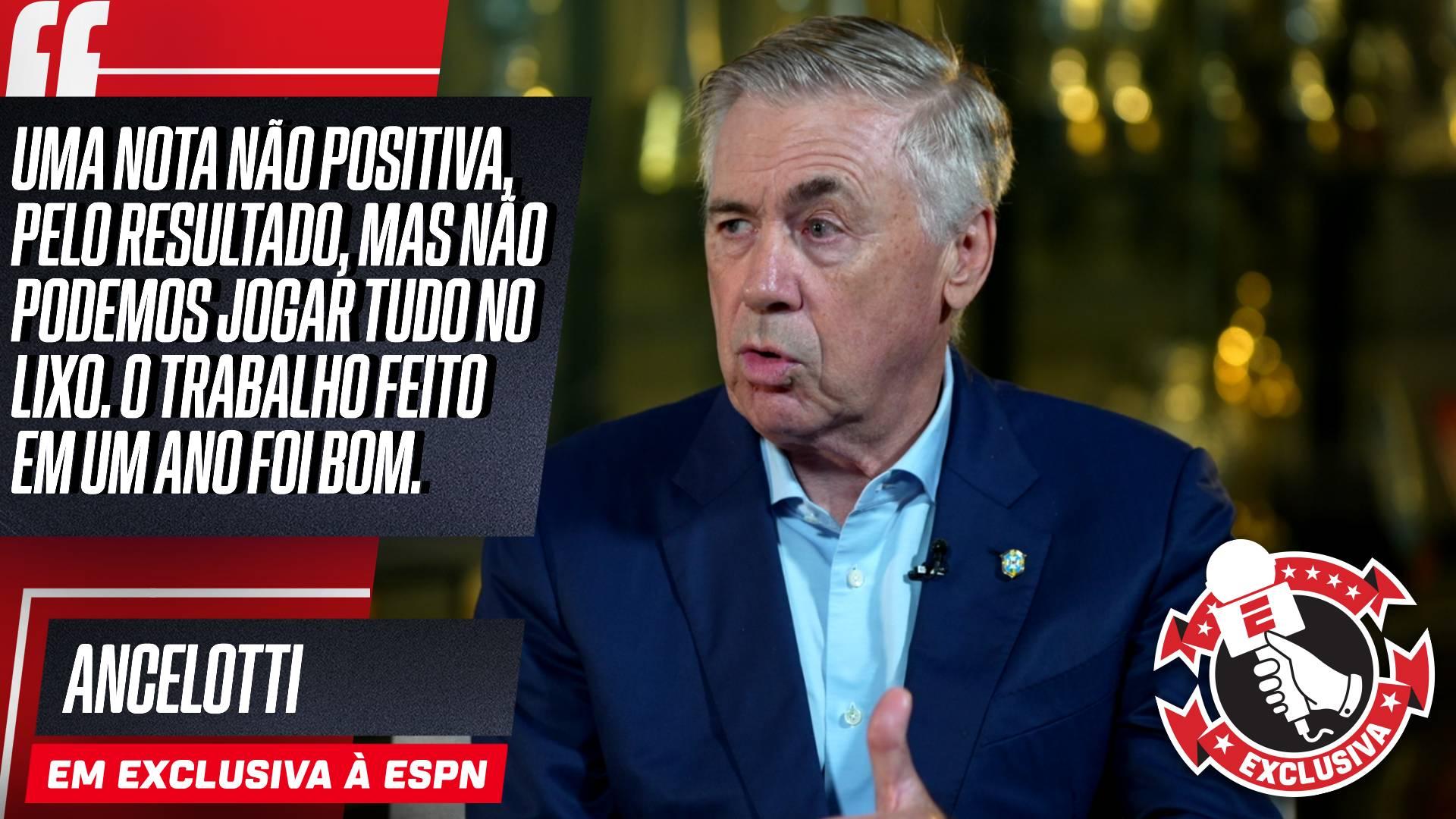 Qual a nota da Seleção Brasileira na Copa do Mundo? Ancelotti abre o jogo em exclusiva à ESPN