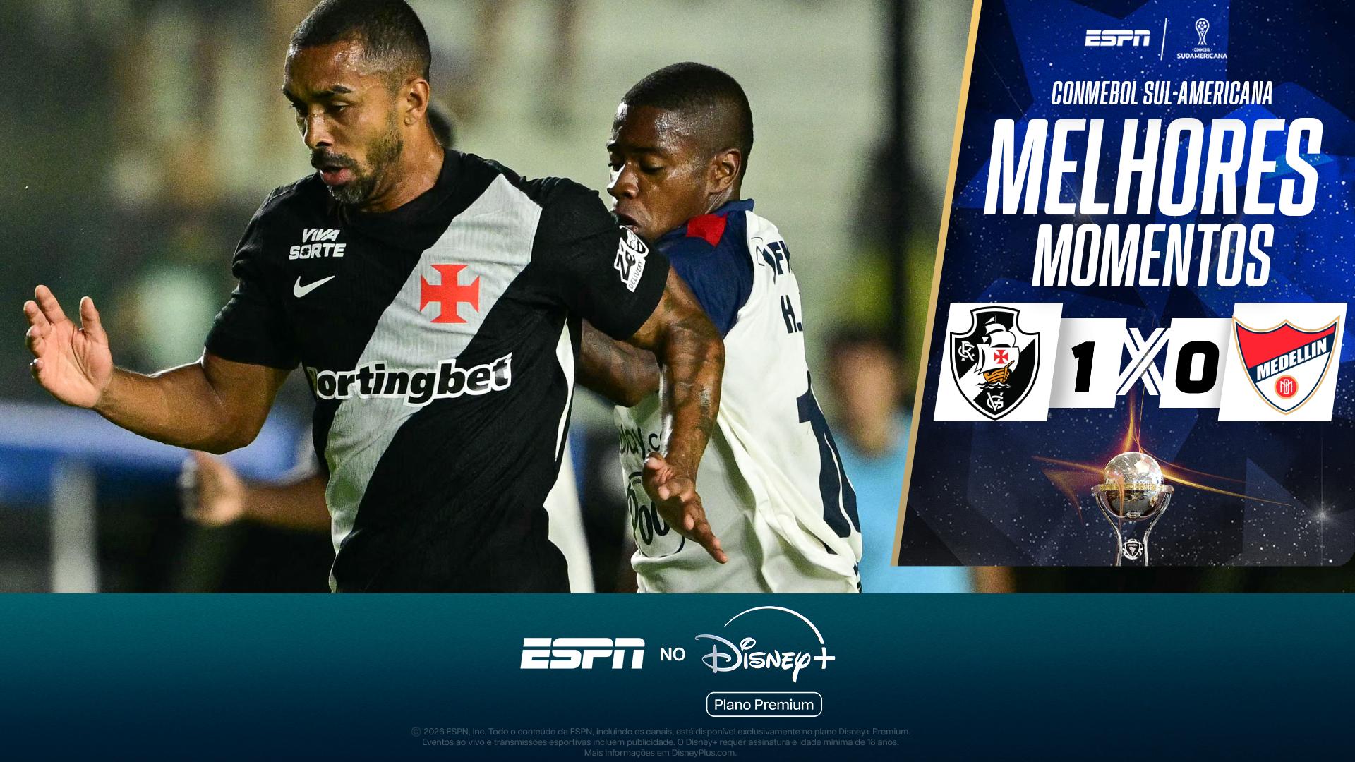 Vasco vence Independiente Medellín e enfrenta o Olímpia nas oitavas de final da Sul-Americana; VEJA como foi