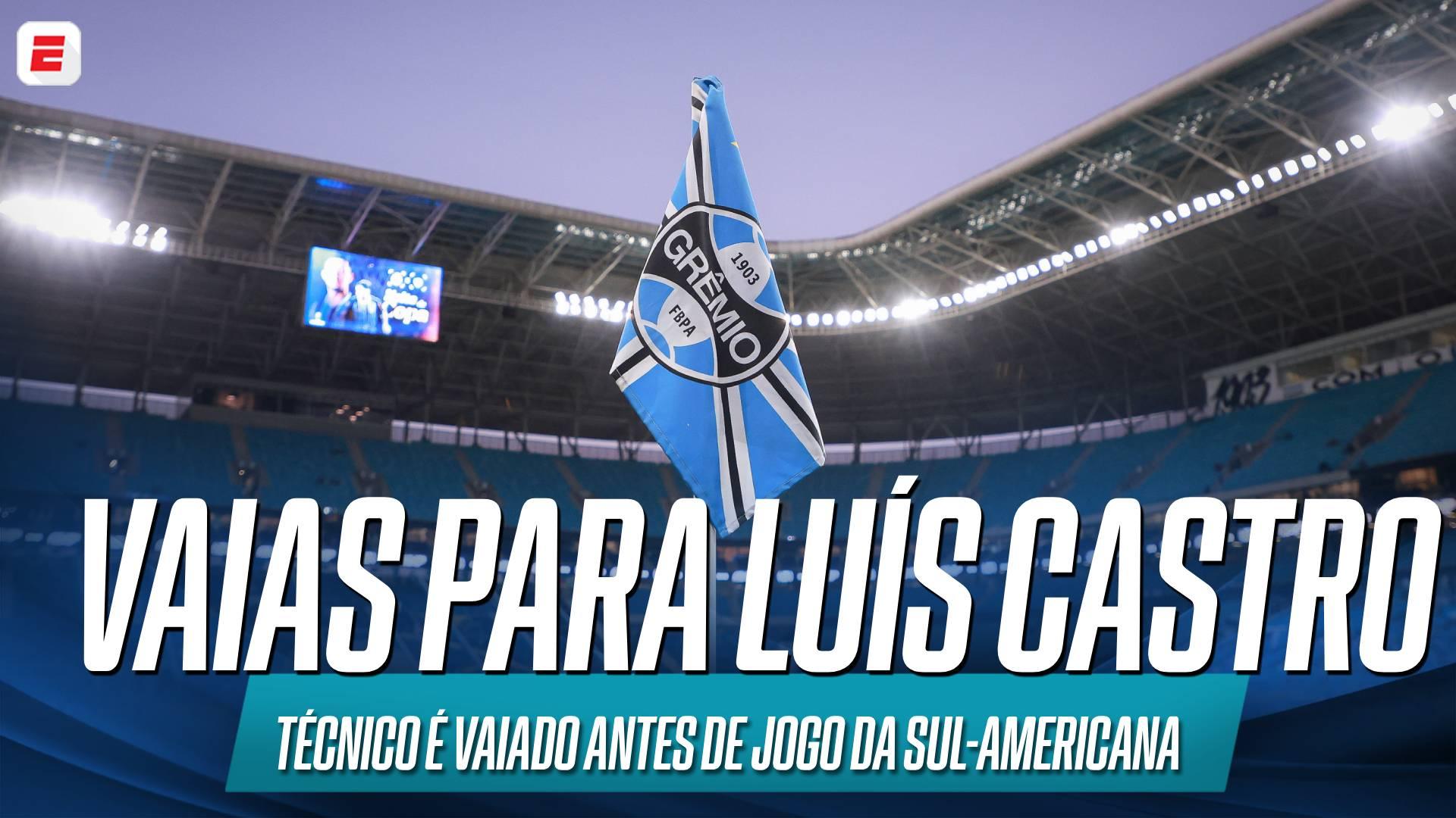 Torcida do Grêmio vaia técnico Luís Castro antes de partida contra o Bolívar pela Sul-Americana; VEJA