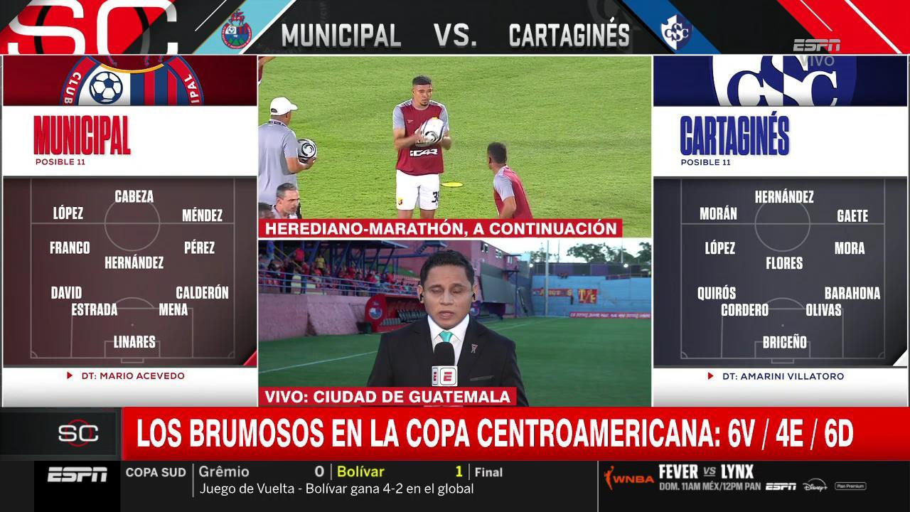Las probables alineaciones del Municipal vs Cartaginés