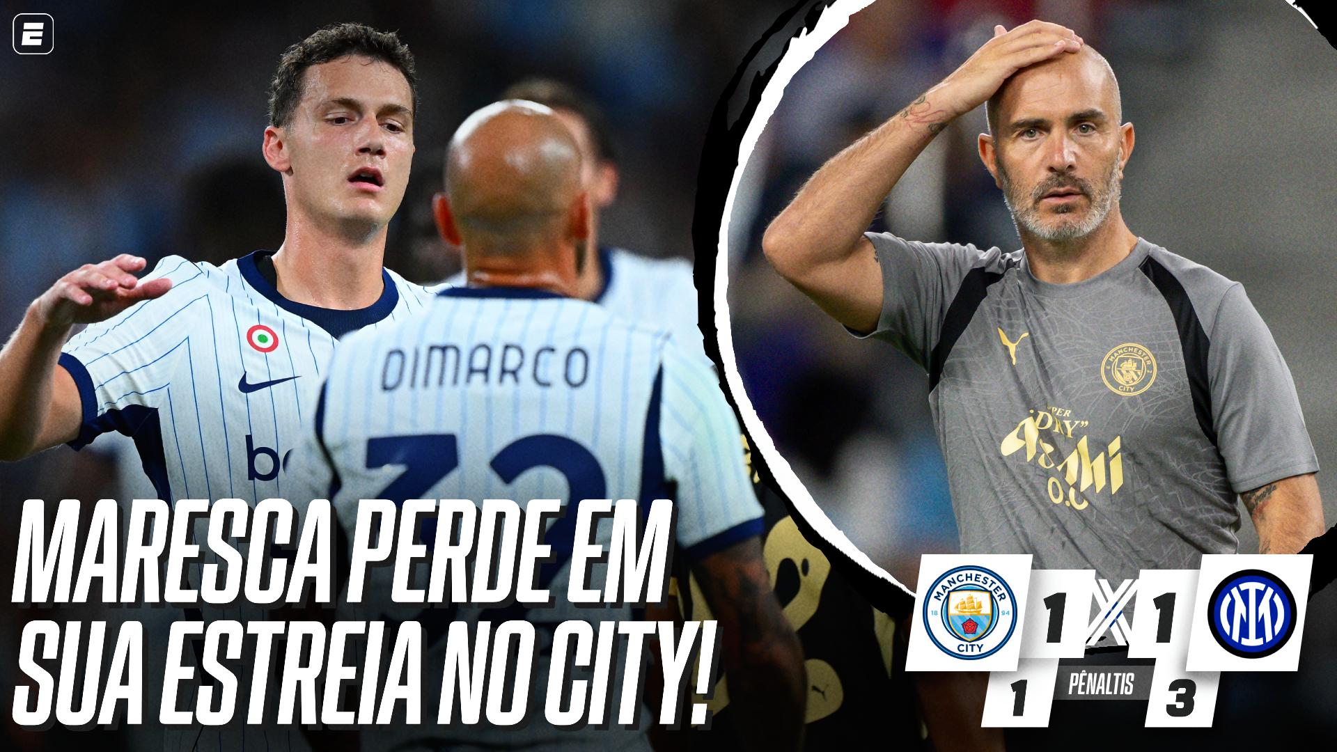 Manchester City perde para a Inter de Milão nos pênaltis na estreia de Maresca; VEJA