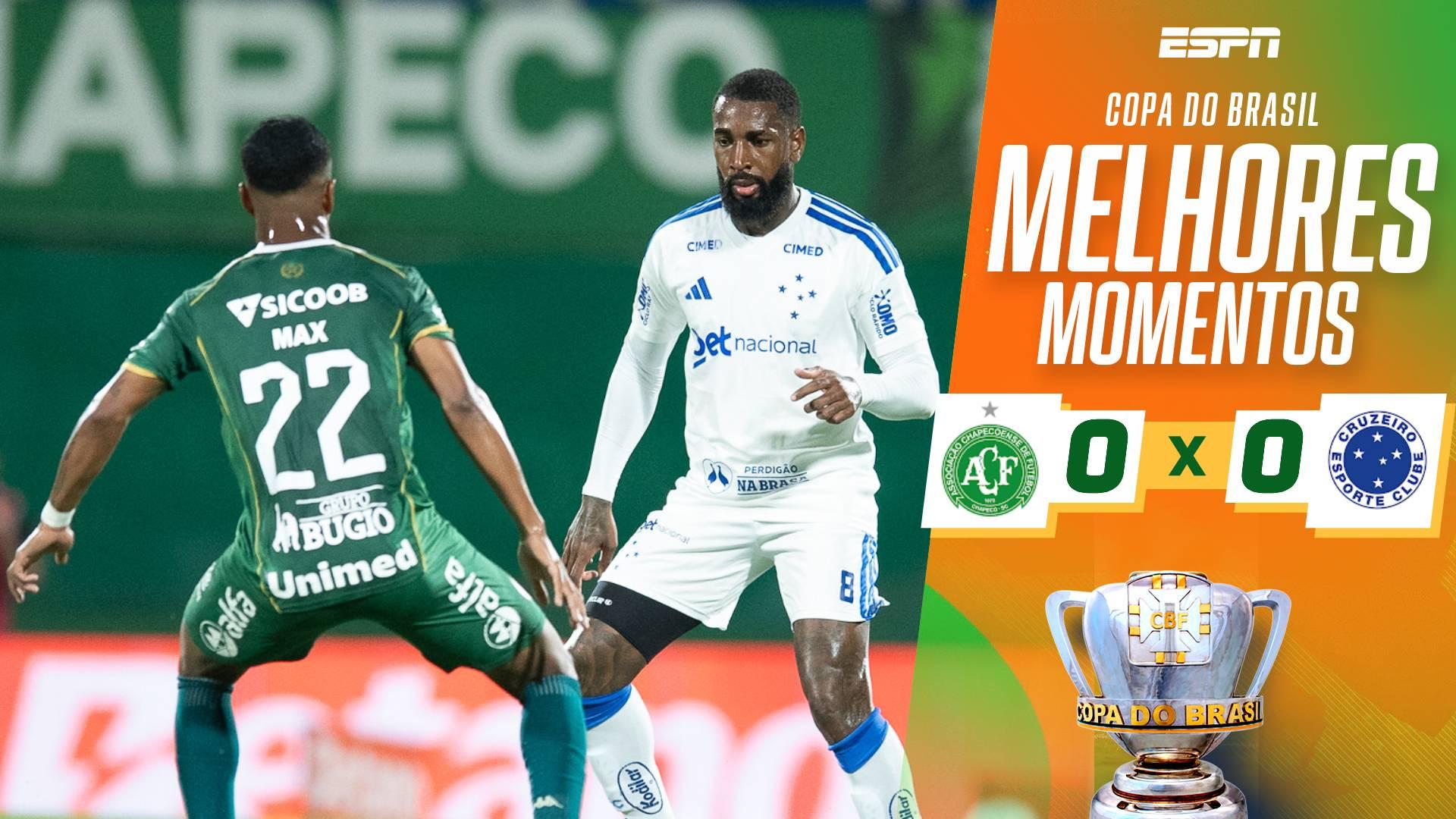 Cruzeiro e Chapecoense ficam no 0 a 0 pelo jogo de ida das oitavas de final da Copa do Brasil; VEJA os melhores momentos