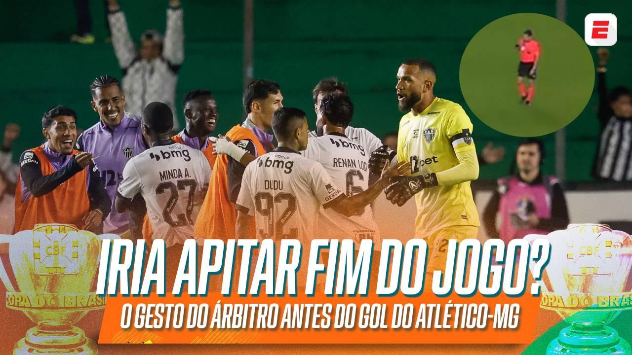 Iria apitar o fim do jogo? O gesto de árbitro que irritou jogadores do Juventude antes de gol do Atlético
