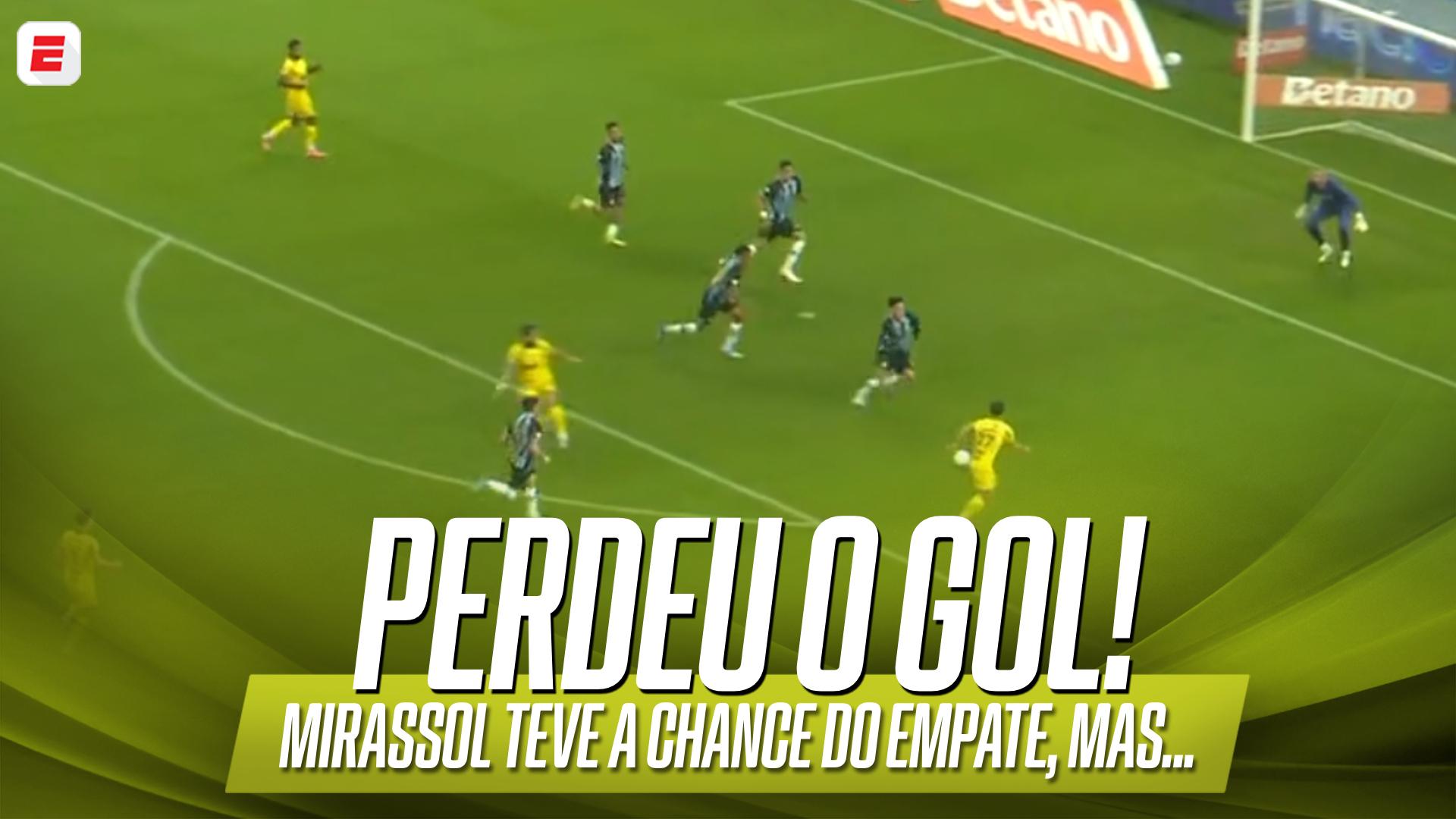 Inacreditável! Mirassol pressiona a saída de bola do Grêmio e toma a bola, mas a finalização sai ruim; VEJA