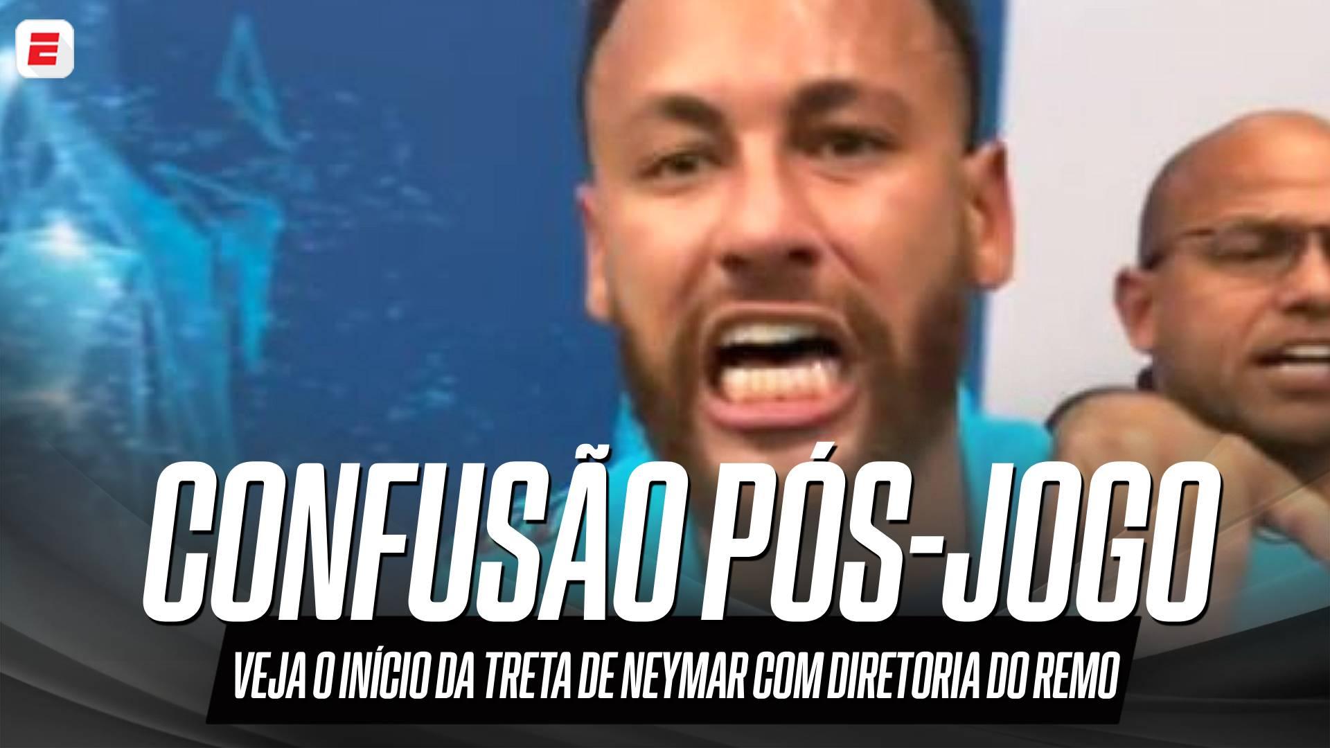 Veja o início da confusão de Neymar com dirigentes e torcedores do Remo após vitória do Santos na Copa do Brasil