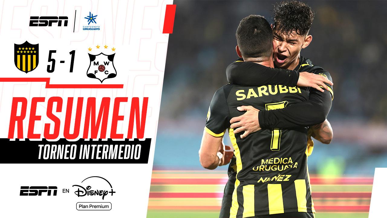 Peñarol jugó un partidazo y se coronó campeón del Torneo Intermedio tras derrotar 5-1 a Wanderers
