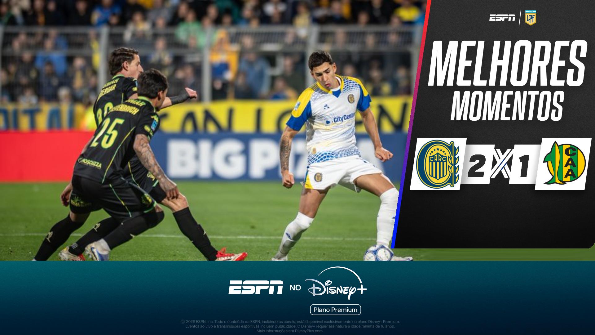 Ex-Grêmio marca com passe de Di María, e Rosário Central vence no Campeonato Argentino; VEJA melhores momentos