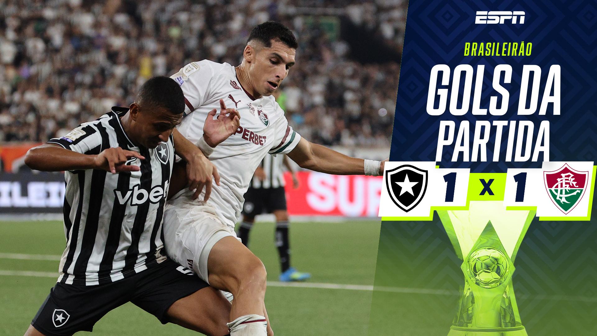 Botafogo 1 x 1 Fluminense: os gols do empate no Nilton Santos, com direito a 'pintura' de falta