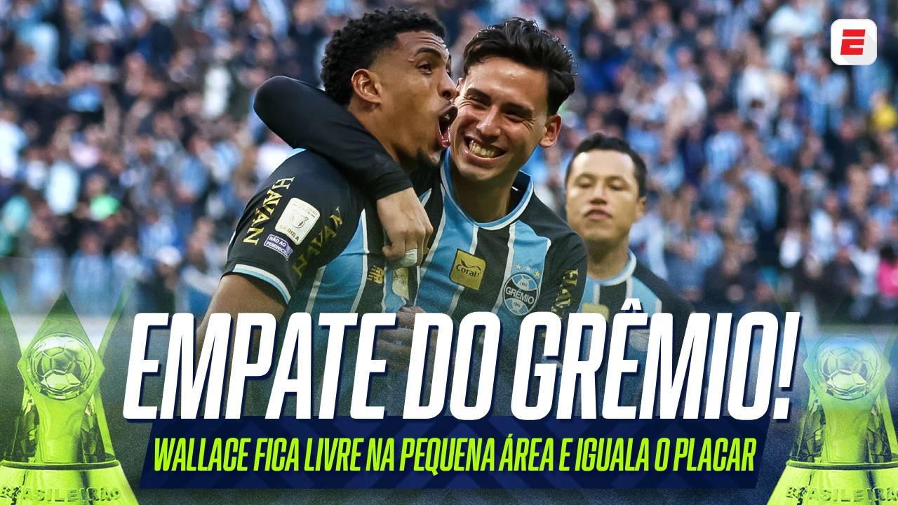 Empate do Grêmio! Wallace recebe 'presente' de Carlos Vinícius e empurra para o gol; VEJA