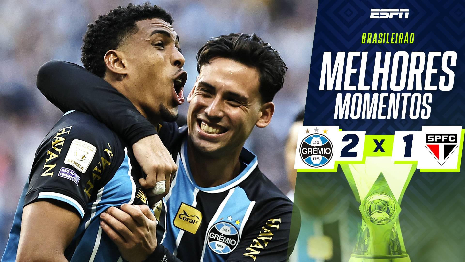 Grêmio vira sobre o São Paulo na Arena e ganha respiro na luta contra o rebaixamento no Brasileirão