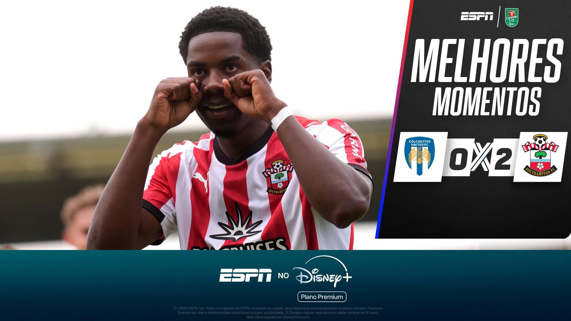 Southampton vence o Colchester United e avança na Copa da Liga Inglesa; melhores momentos