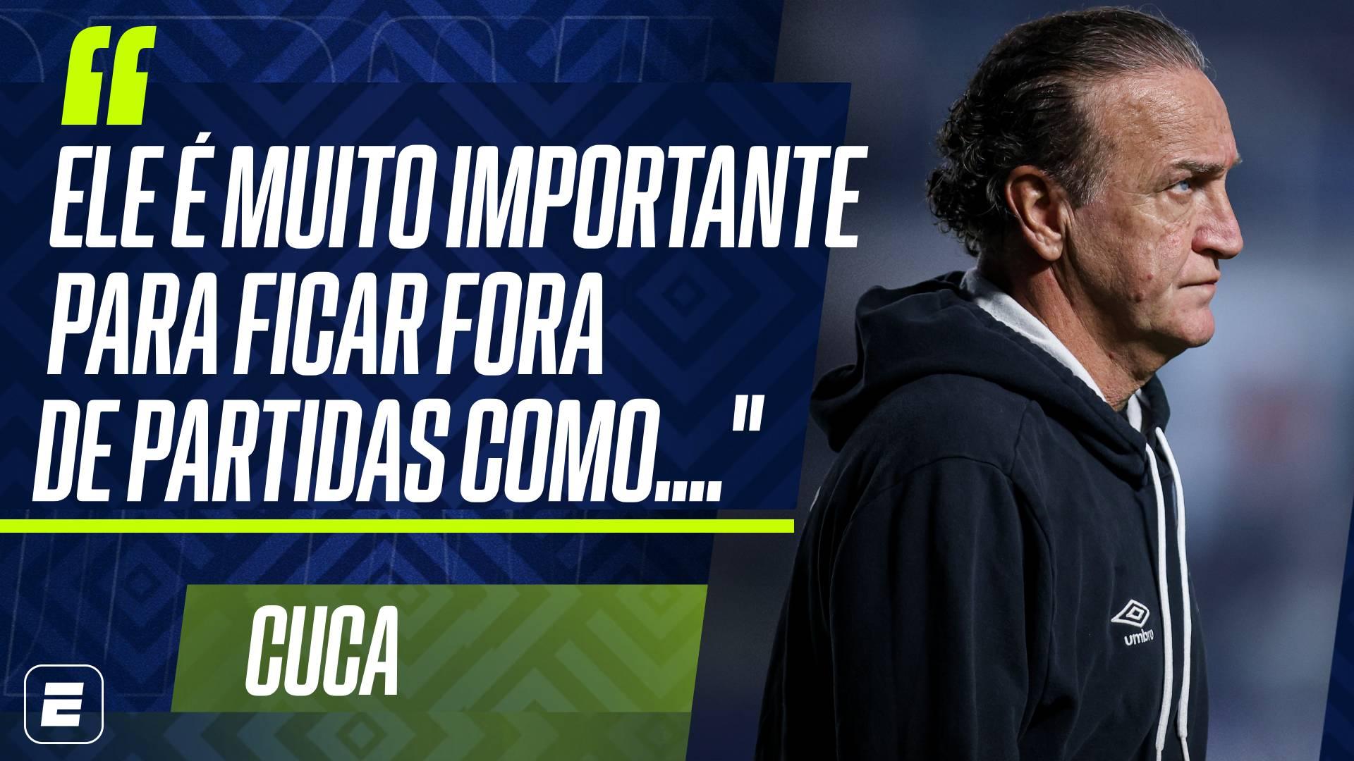 Cuca revela que ainda vai conversar com Neymar sobre cartões e lamenta ausência do craque: 'Nosso poderio de finalizações seria maior'