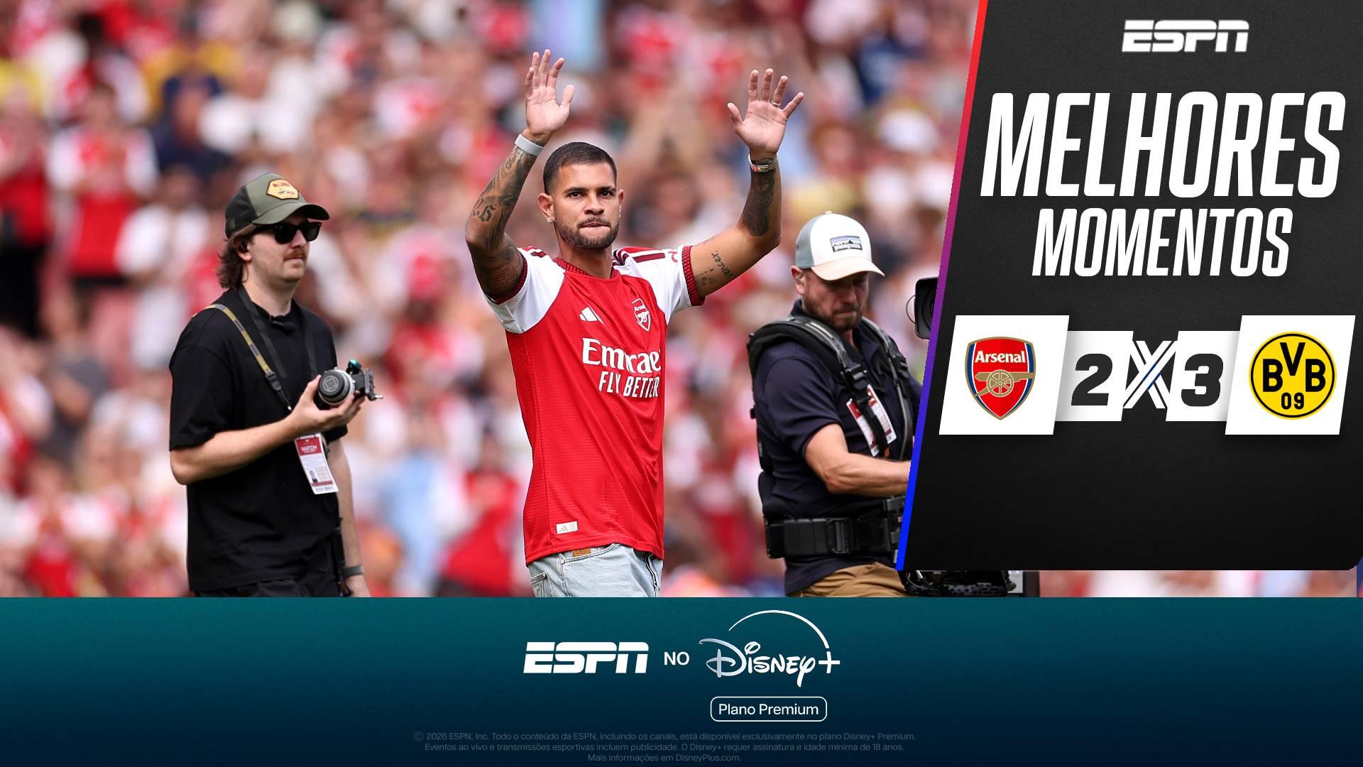 Bruno Guimarães é apresentado, mas Arsenal perde para o Borussia Dortmund com 'chuva de gols' em amistoso; VEJA