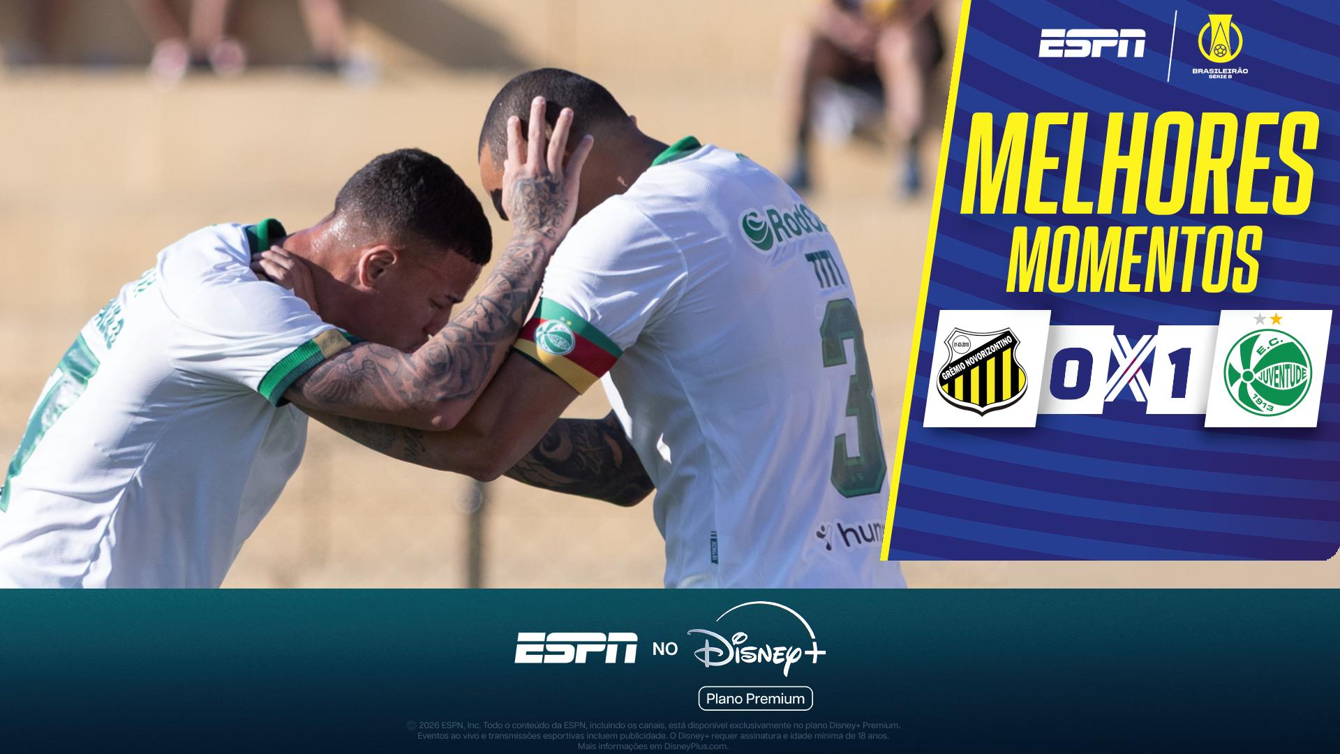 Juventude vence o Novorizontino fora de casa e encosta no Criciúma na liderança da Série B; VEJA como foi