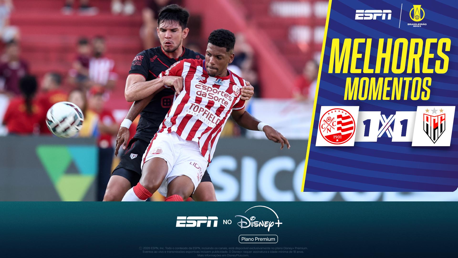 Náutico empata com o Atlético-GO pela 22ª rodada da Série B e se afasta da zona de rebaixamento; VEJA os melhores momentos