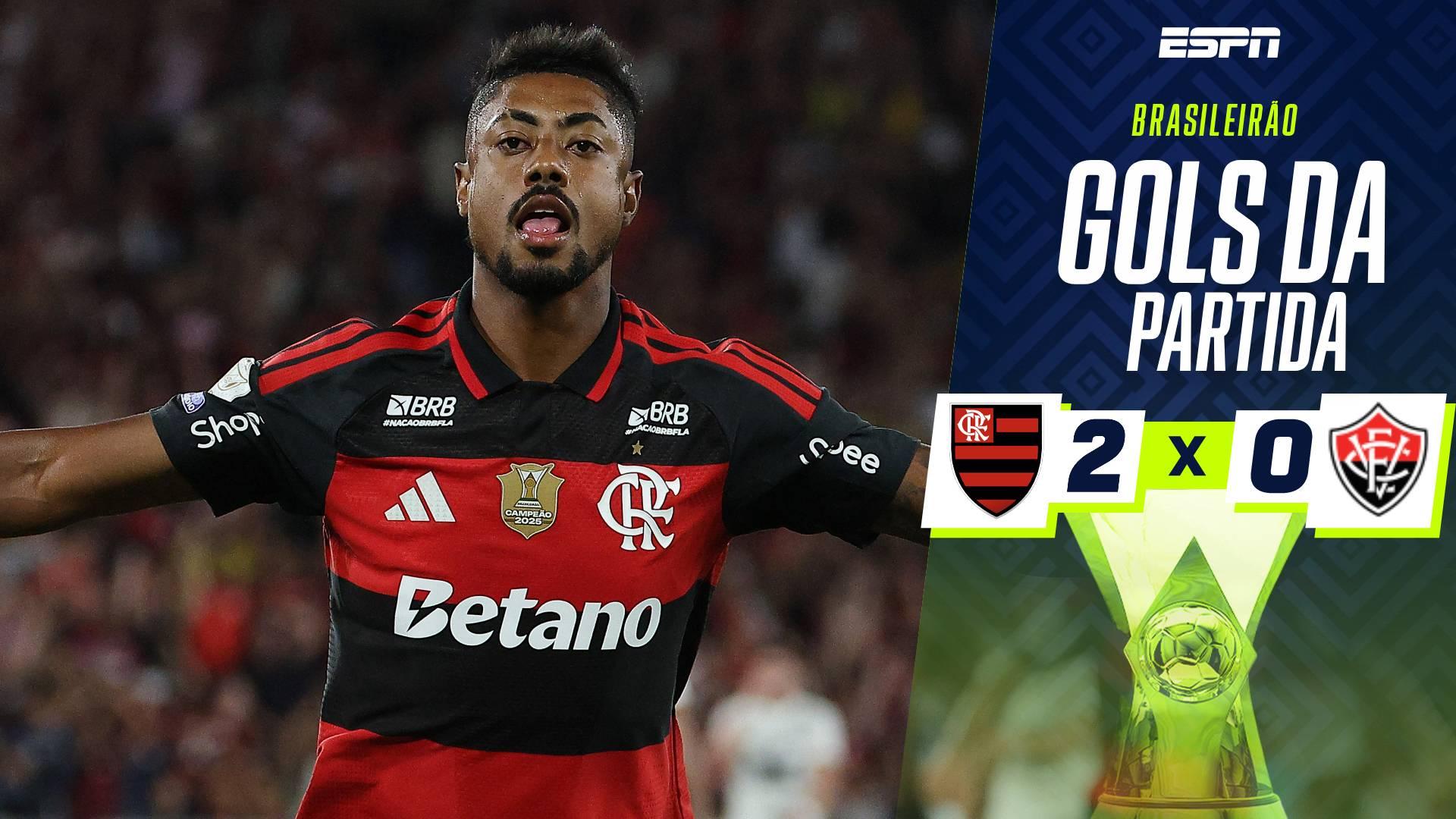 Bruno Henrique e Pulgar garantem vitória do Flamengo sobre o Vitória pelo Brasileirão; VEJA os gols da partida