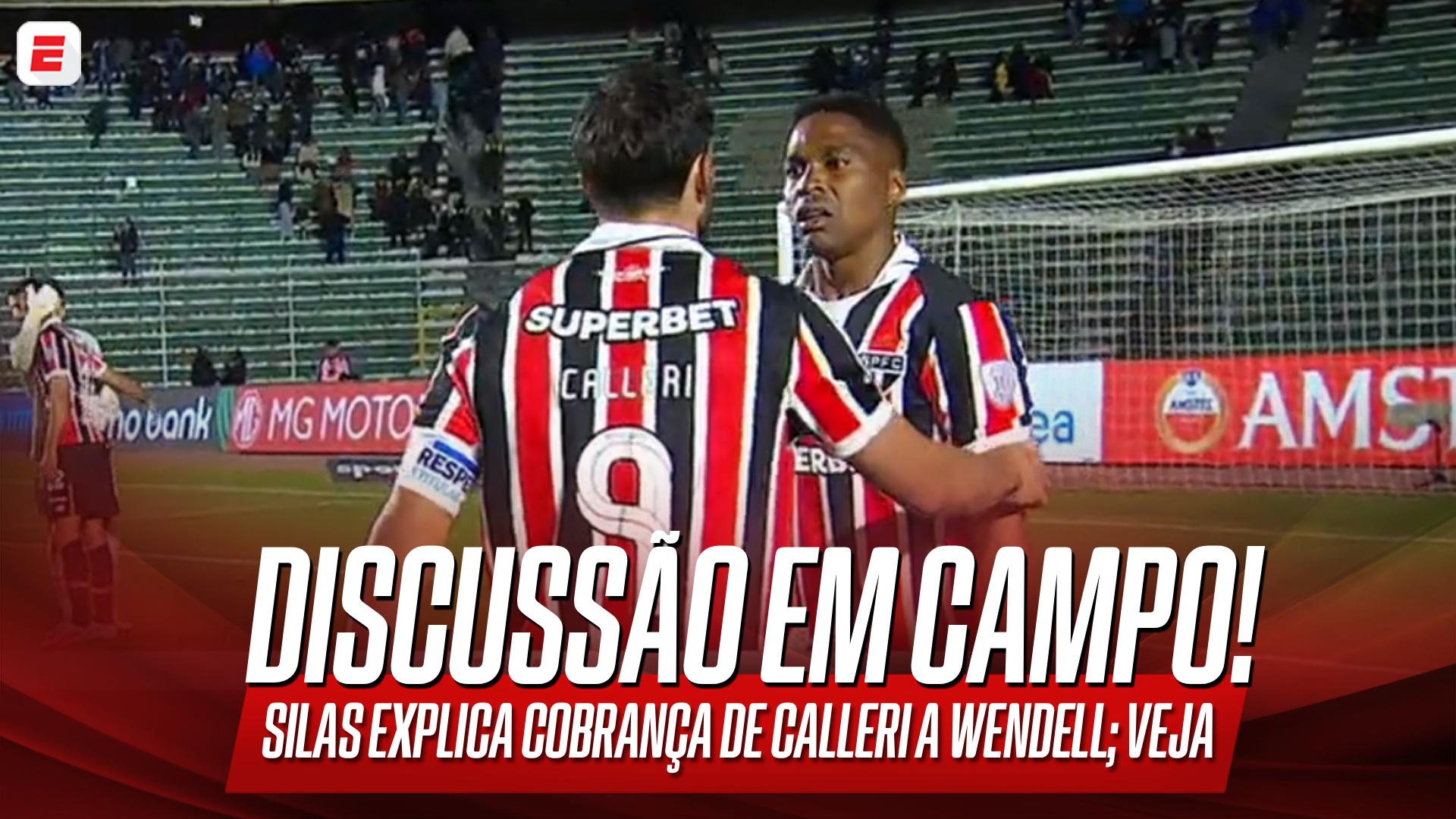 A resposta de Wendell após conversa com Calleri em Bolívar x São Paulo: 'Não sei o que ele quer que eu faça'