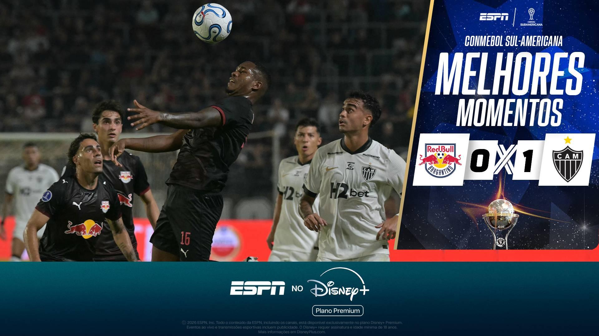 Cuello marca, e Atlético-MG vence Red Bull Bragantino fora de casa pela Sul-Americana; VEJA os melhores momentos