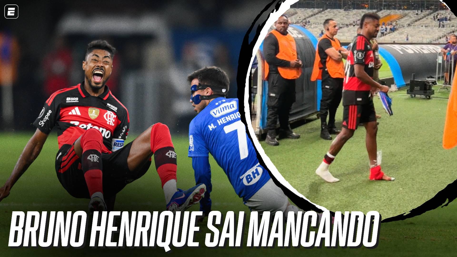 Bruno Henrique sai mancando e com gelo no tornozelo após Cruzeiro x Flamengo na Libertadores