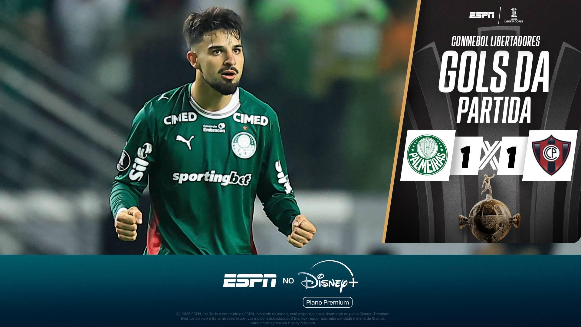 Flaco López marca, Carlos Miguel falha, e Palmeiras cede empate ao Cerro pela Libertadores; VEJA os gols da partida