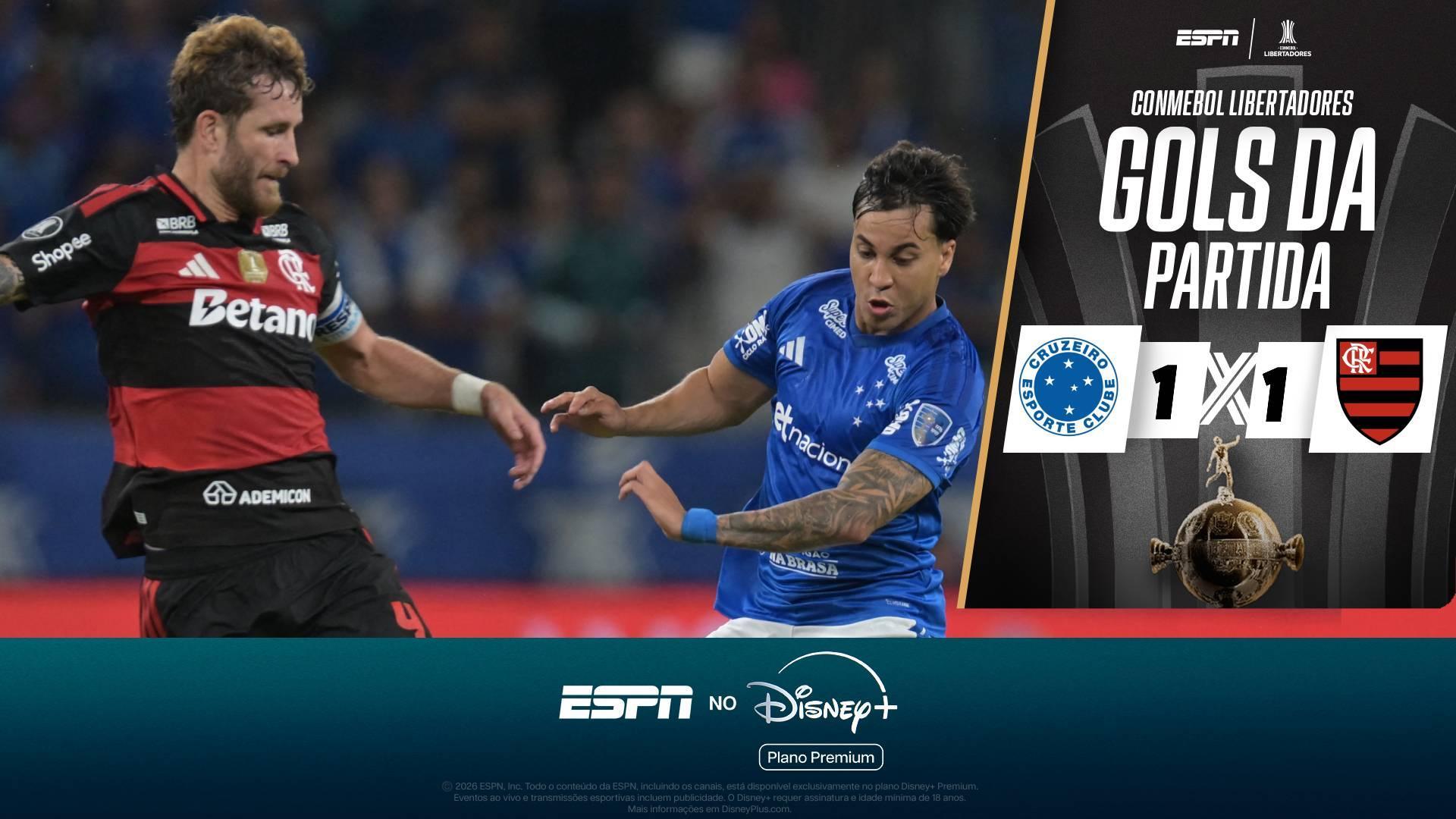 Cruzeiro 1  x 1 Flamengo: os gols do empate no Mineirão; VEJA