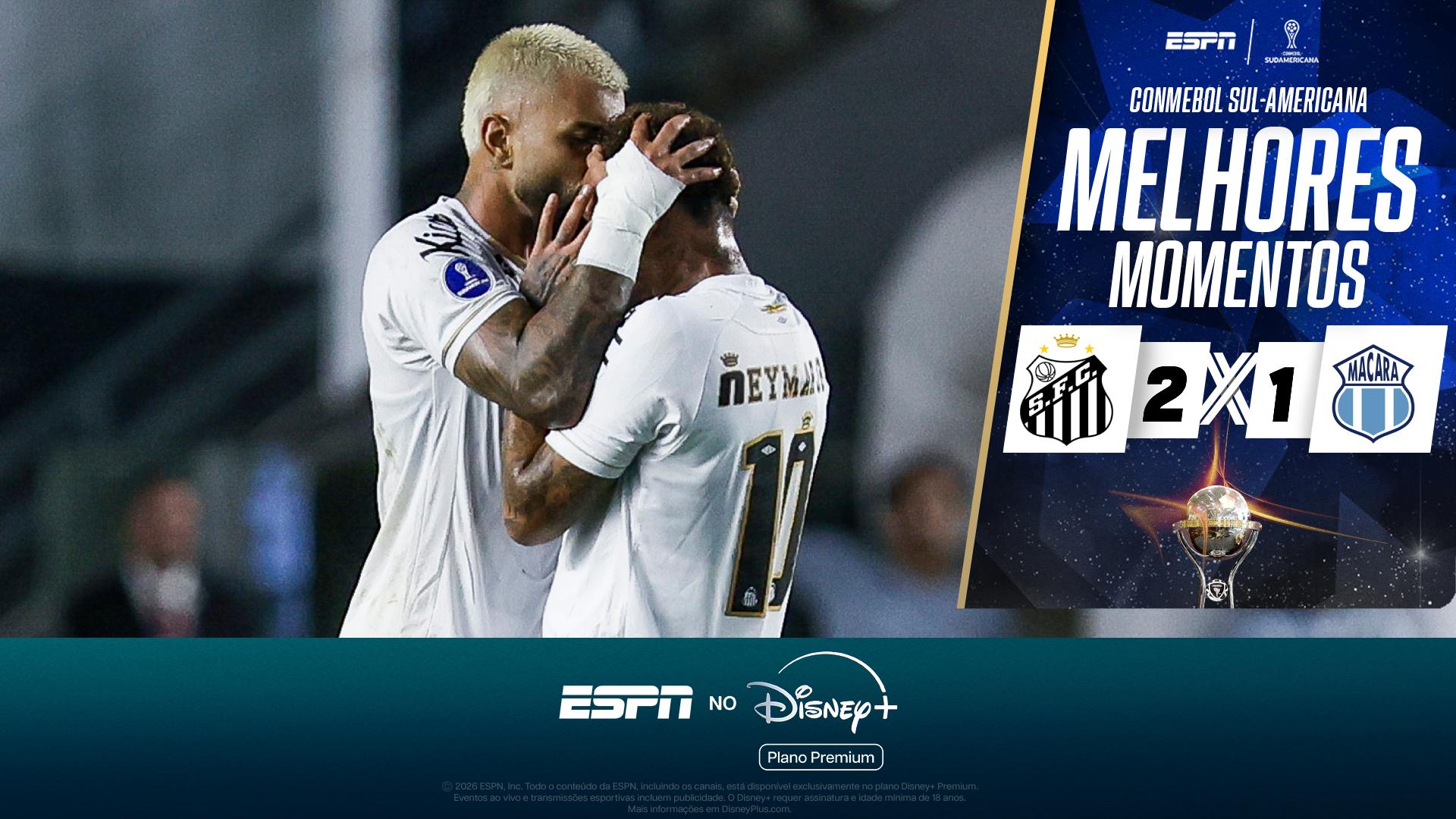 Neymar e Gabigol brilham, Santos vence Macará de virada e larga na frente nas oitavas da Sul-Americana; VEJA como foi