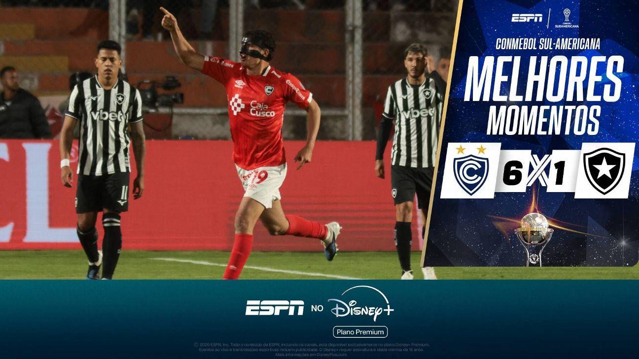 Cienciano não toma conhecimento do Botafogo e goleia por 6 a 1 na Sul-Americana; VEJA os melhores momentos