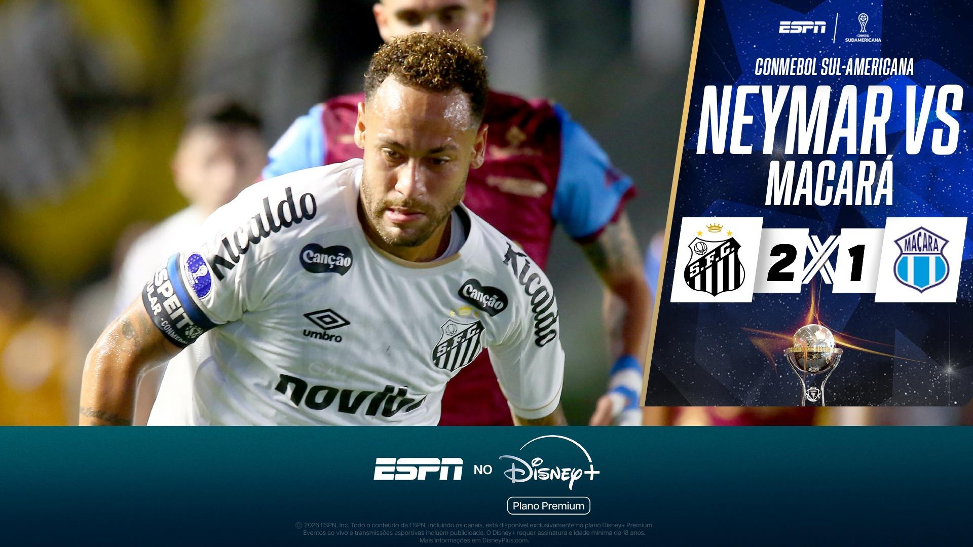 Noite de garçom, dribles desconcertantes e mais: o show de Neymar em Santos x Macará