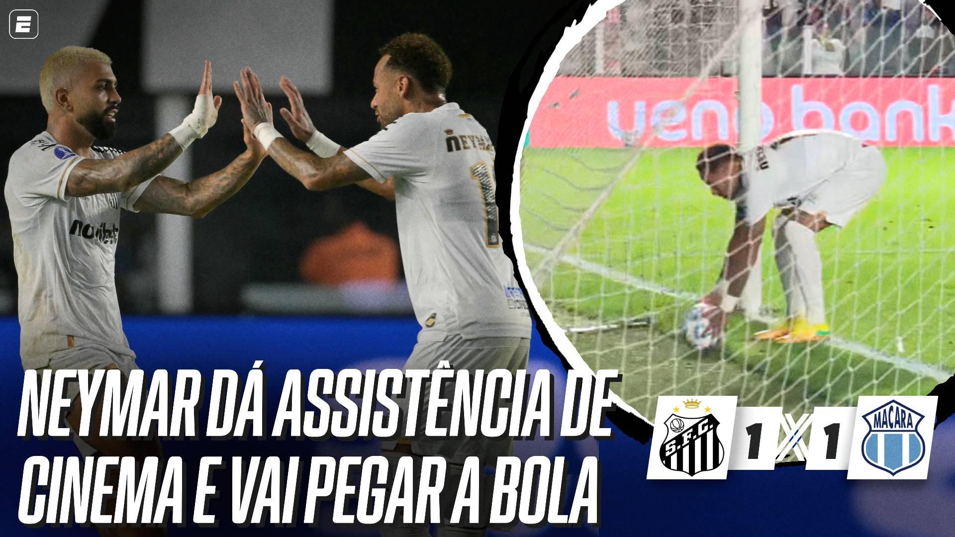 Assistência de CINEMA de Neymar! Camisa 10 do Santos deu o passe para Gabigol e pegou a bola no fundo da rede