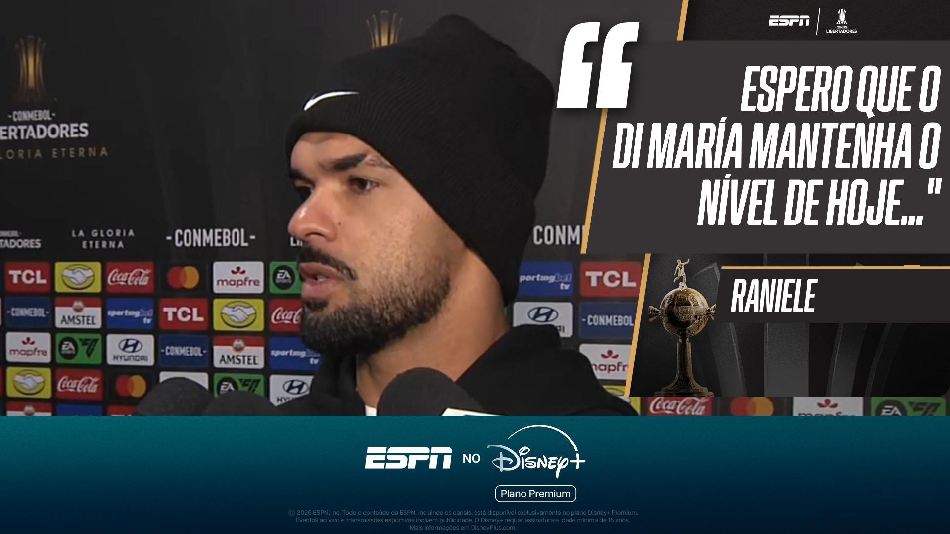 Raniele exalta atmosfera em Rosario x Corinthians e brinca sobre Di María: 'Que não faça na volta'